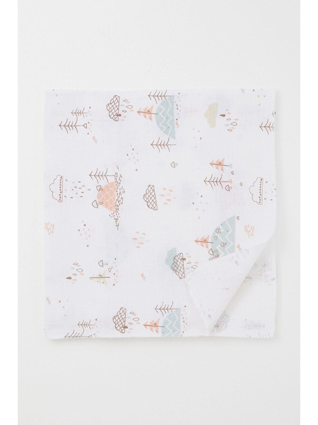 Yenidoğan Bebek Müslin Battaniye Bahar Temalı Bulut Desenli Ekru (77 X 94 Cm)