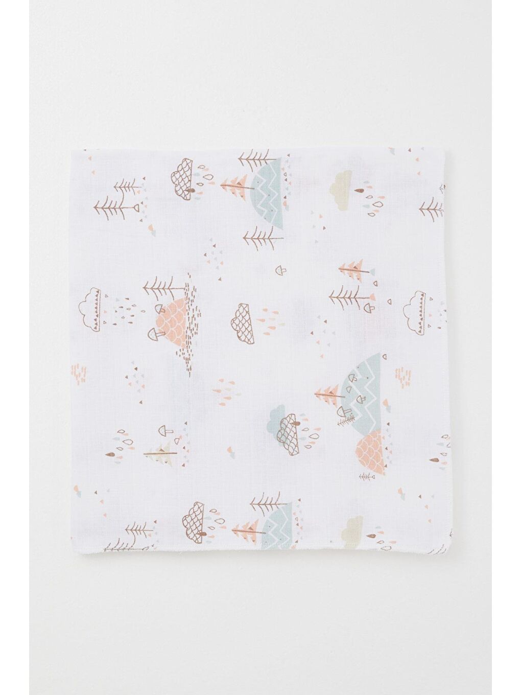 Yenidoğan Bebek Müslin Battaniye Bahar Temalı Bulut Desenli Ekru (77 X 94 Cm)-1