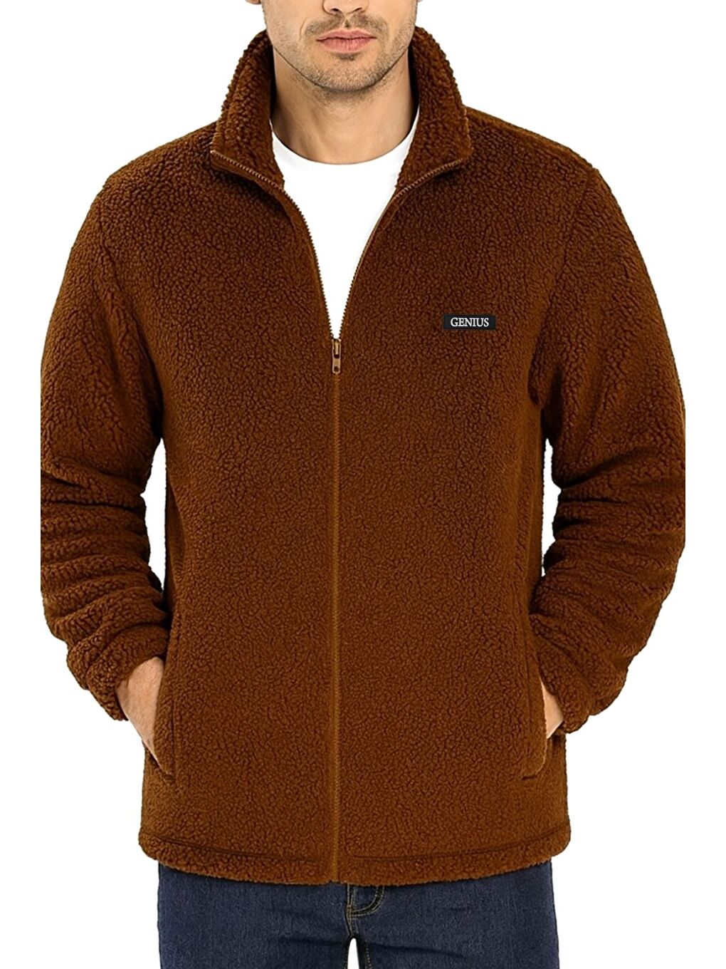 Kahverengi Oversize Pelüş Sweatshirt Erkek Polar Sweatshirt Erkek Sweatshirt OVERSIZE-PELUSS-1