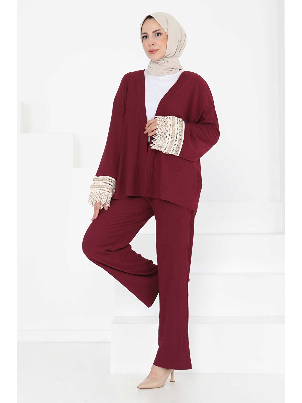 Kimono İkili Takım Bordo - 27242-2