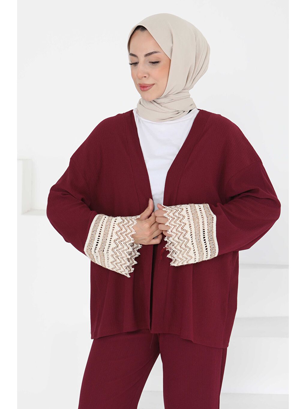 Kimono İkili Takım Bordo - 27242-4