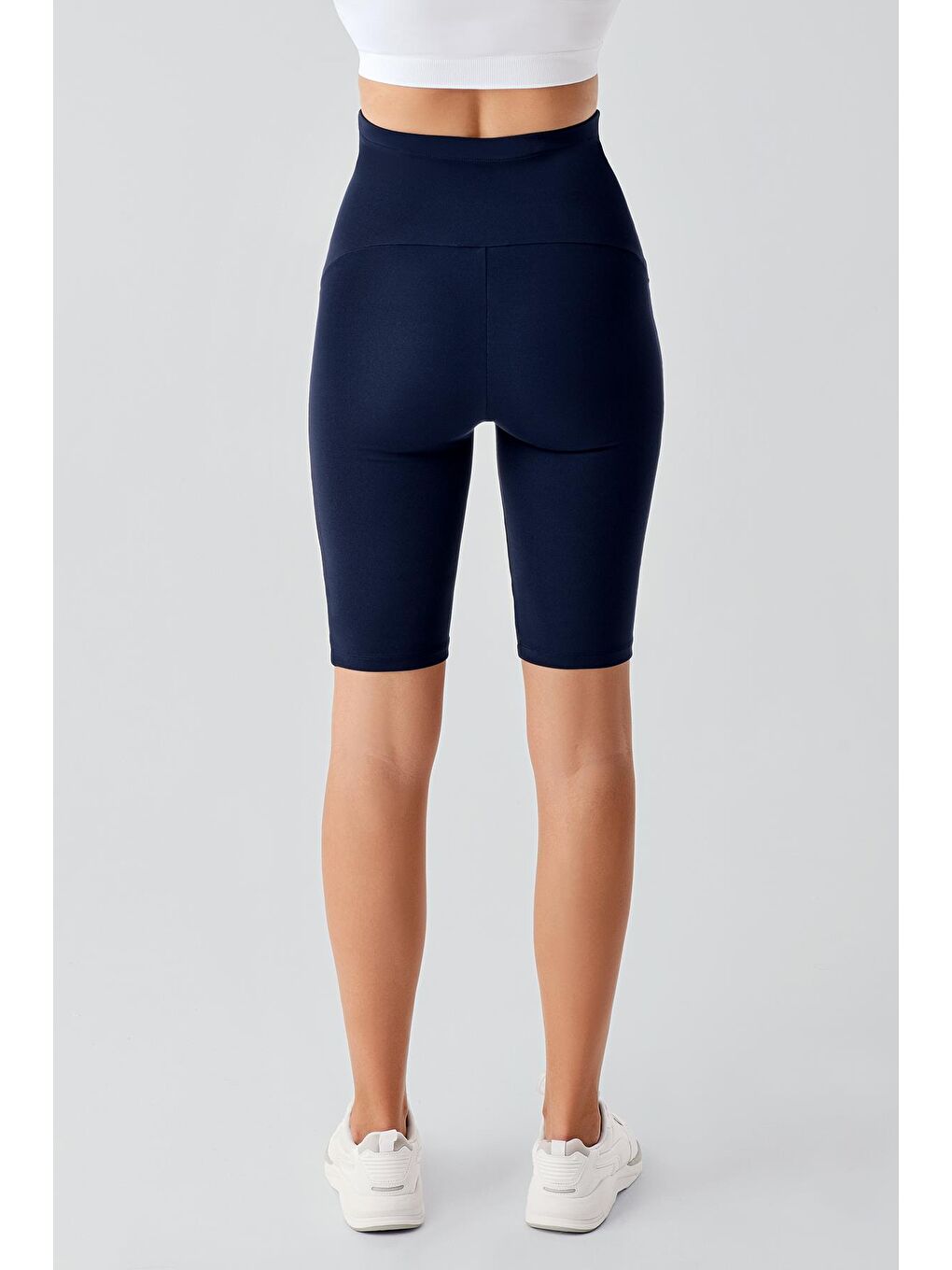 Lacivert Biyeli Diz Üstü Biker Esnek Ayarlanabilir Bel Hamile Tayt T27-4