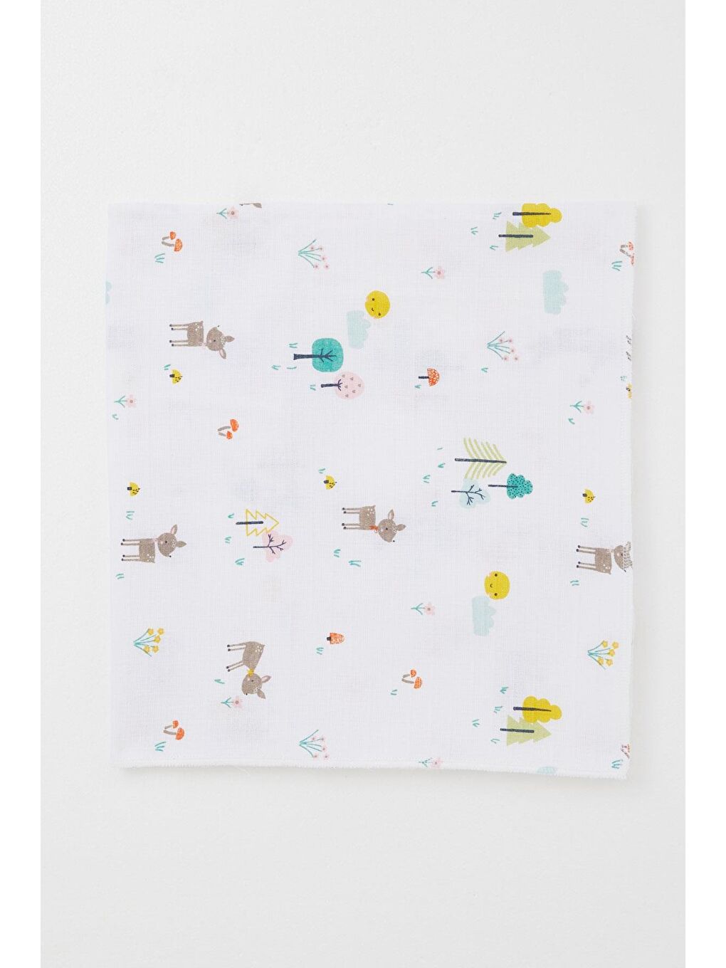 Yenidoğan Bebek Müslin Battaniye Bahar Temalı Ceylancık Desenli Beyaz (77 X 94 Cm)-1