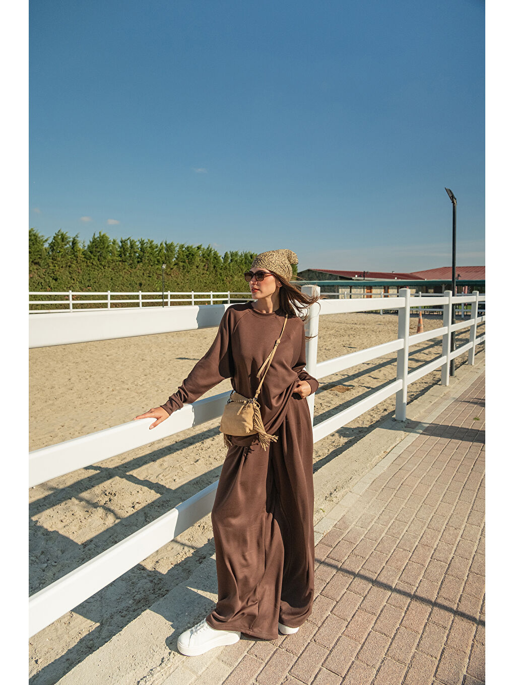 Kadın Yarasa Kol İkili Takım Kahverengi-2