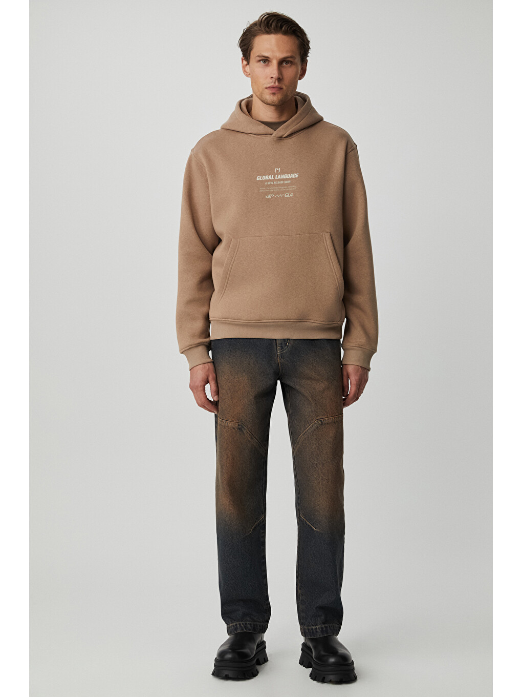 Bej Santıllana Erkek Yumuşacık İçi Polarlı Vizon Sweatshirt-1