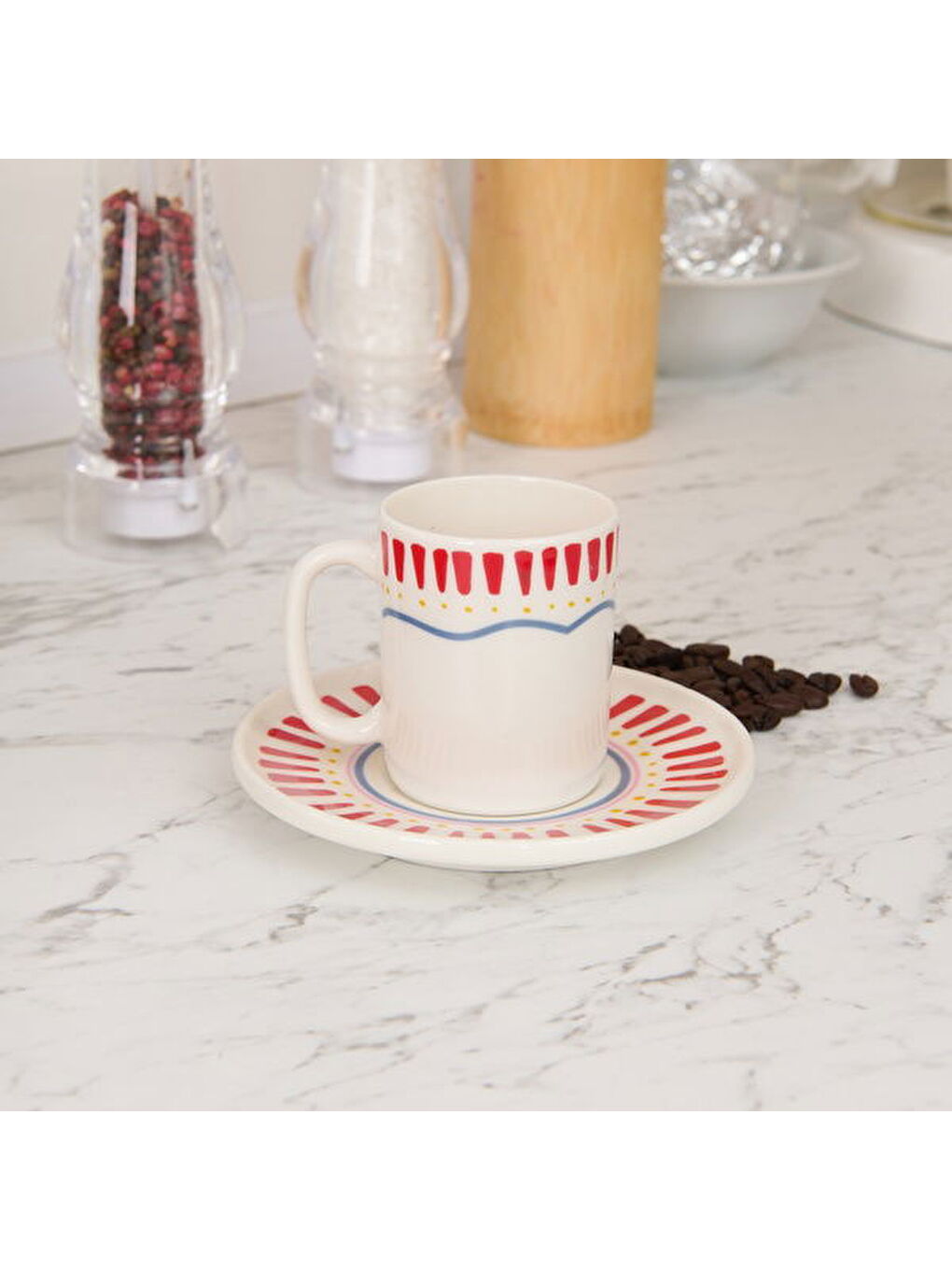 Karışık Kitchen Bon Appetit Amour 4 Parça Kahve Fincan Takımı - Renkli-1