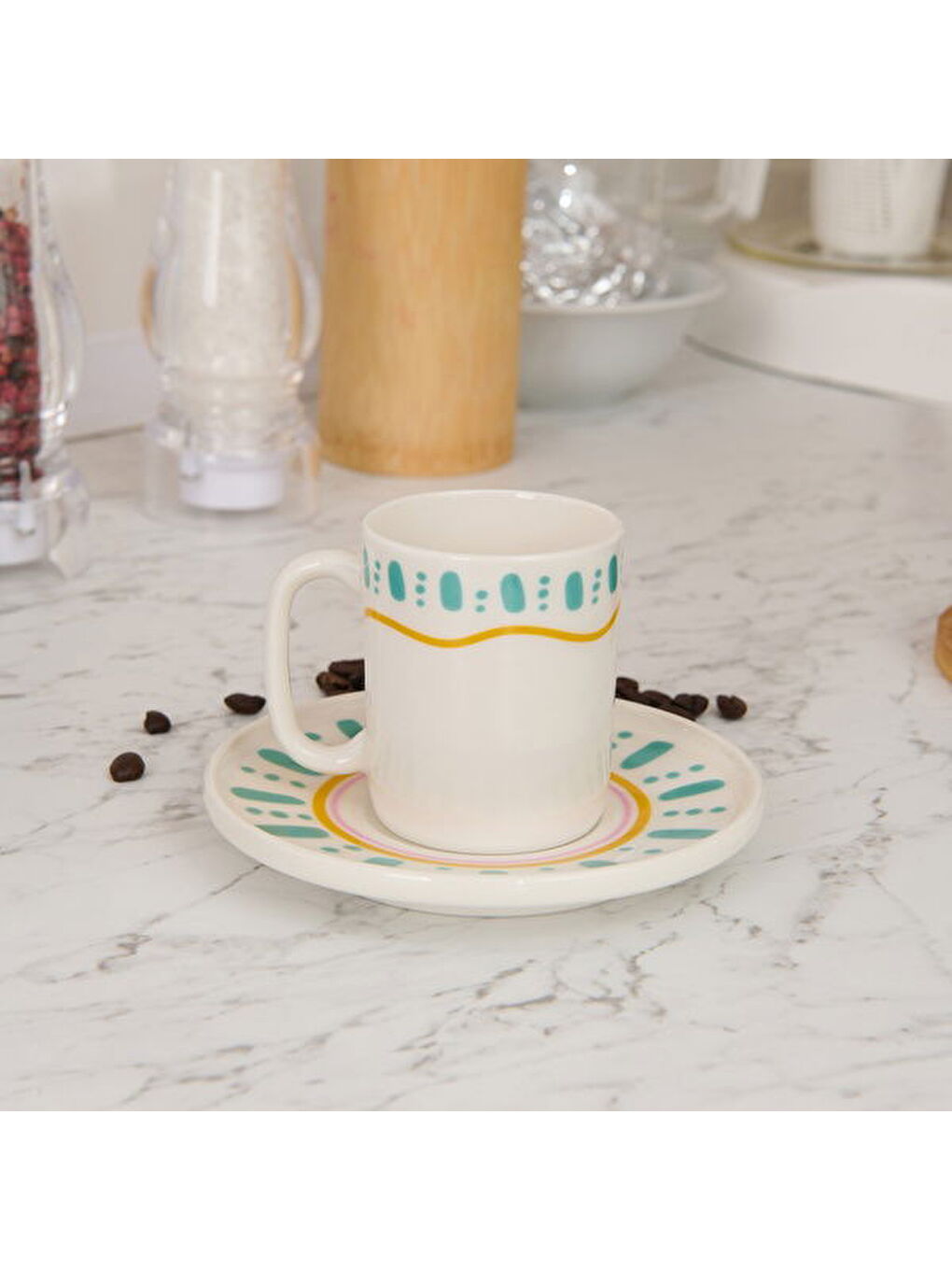 Karışık Kitchen Bon Appetit Amour 4 Parça Kahve Fincan Takımı - Renkli-2