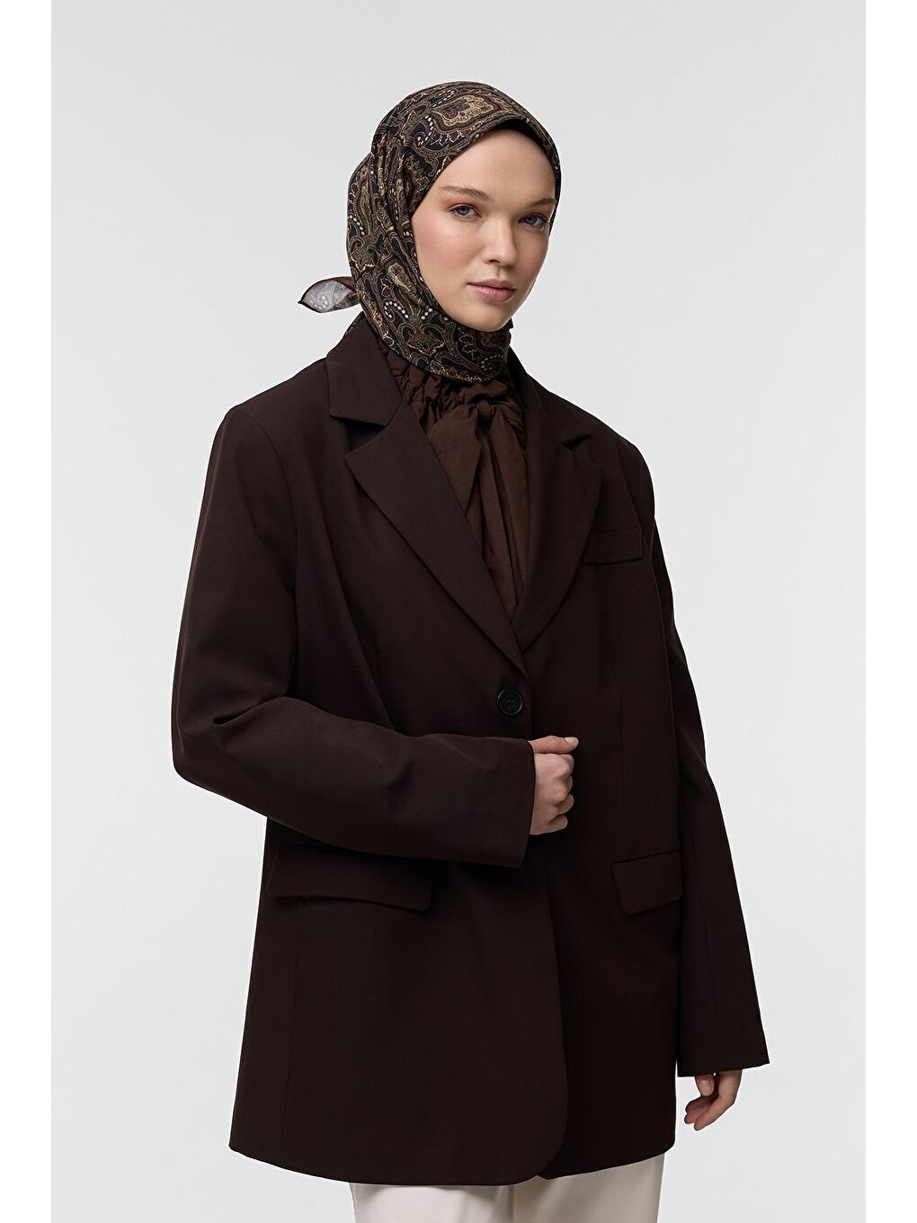 Haki Desenli Pamuk Eşarp Gita-5