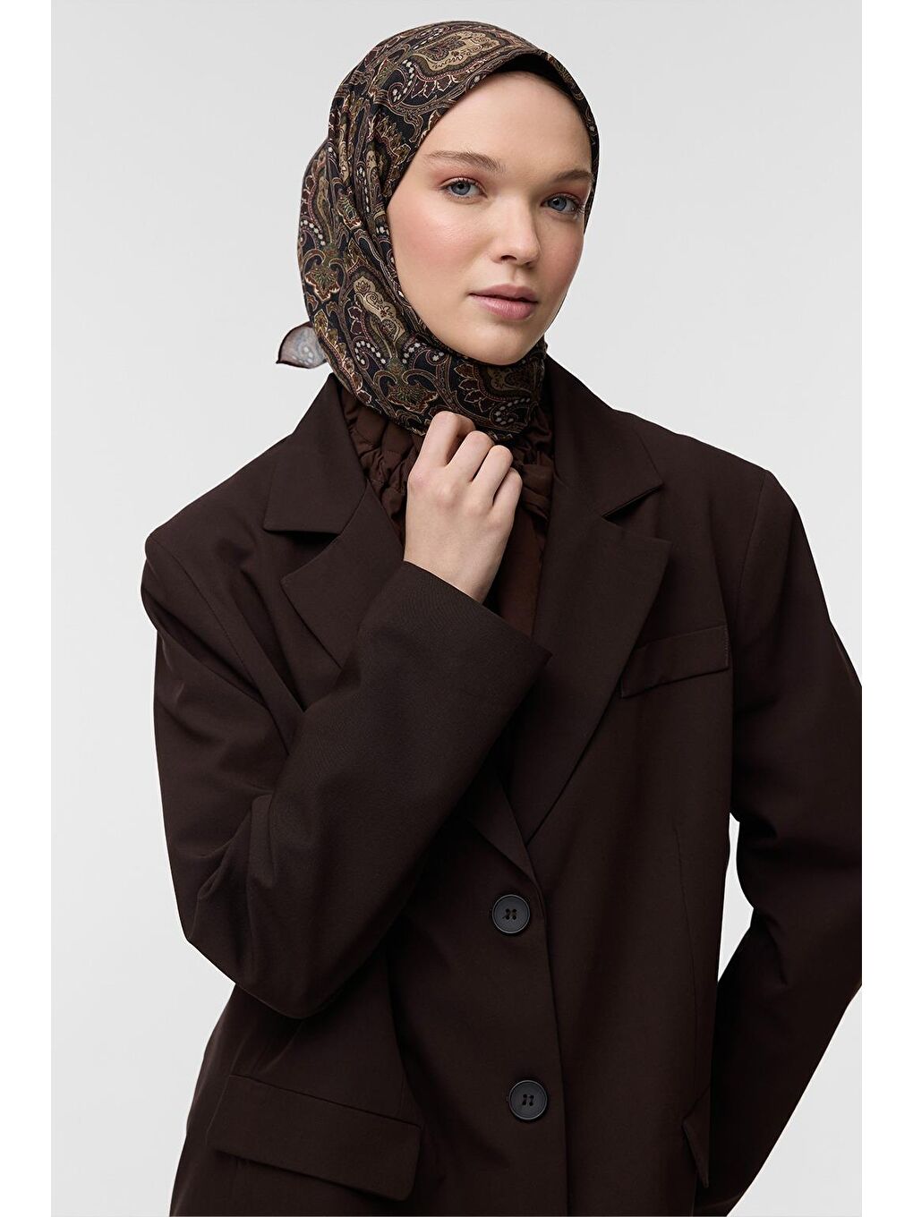 Haki Desenli Pamuk Eşarp Gita-7