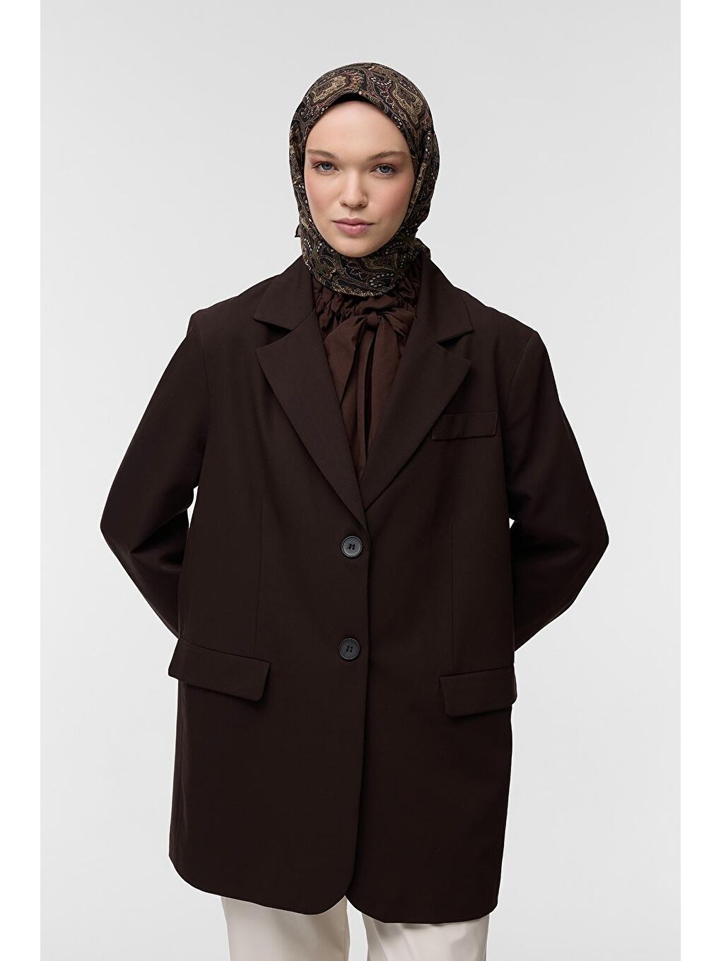 Haki Desenli Pamuk Eşarp Gita-8