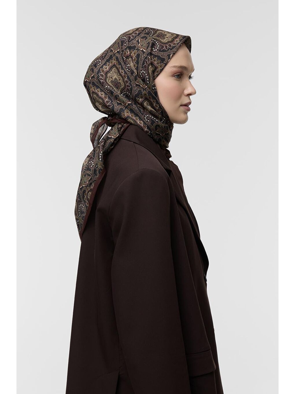 Haki Desenli Pamuk Eşarp Gita-9