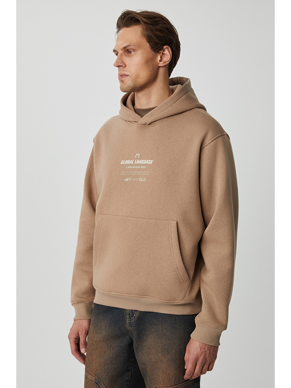 Bej Santıllana Erkek Yumuşacık İçi Polarlı Vizon Sweatshirt-2