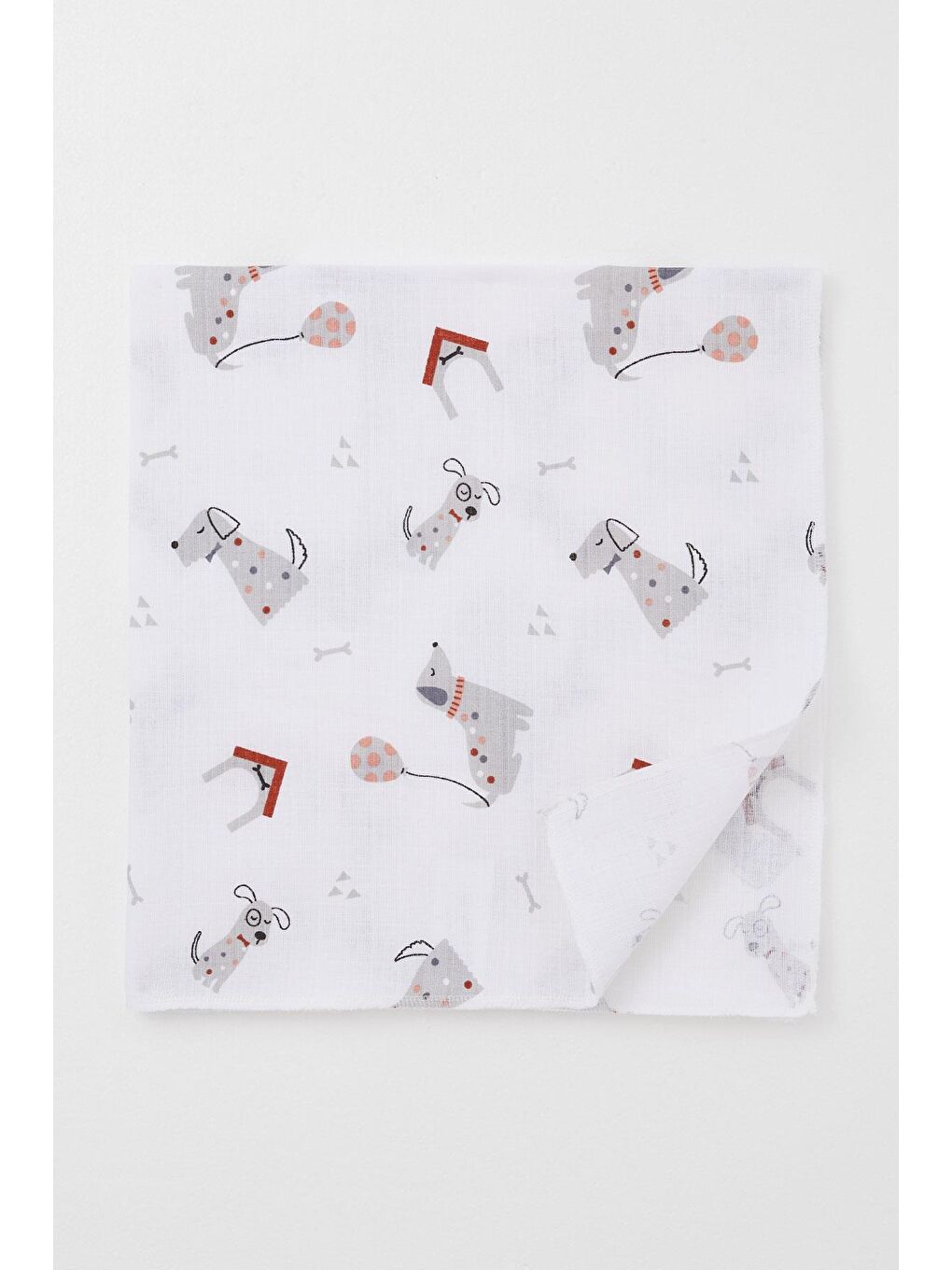 Yenidoğan Bebek Müslin Battaniye Sevimli Köpekçik Desenli Ekru (77 X 93 Cm)