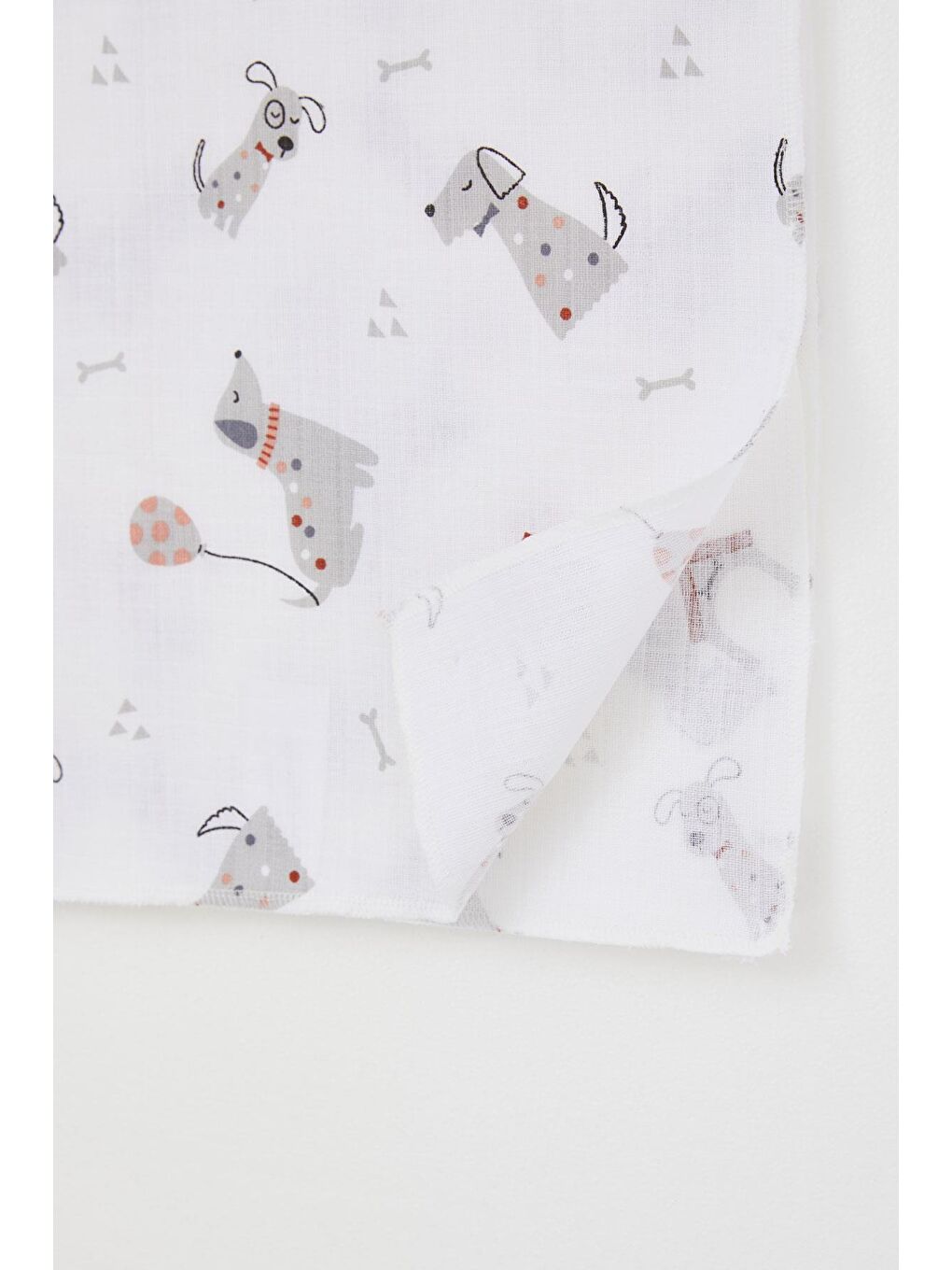 Yenidoğan Bebek Müslin Battaniye Sevimli Köpekçik Desenli Ekru (77 X 93 Cm)-2