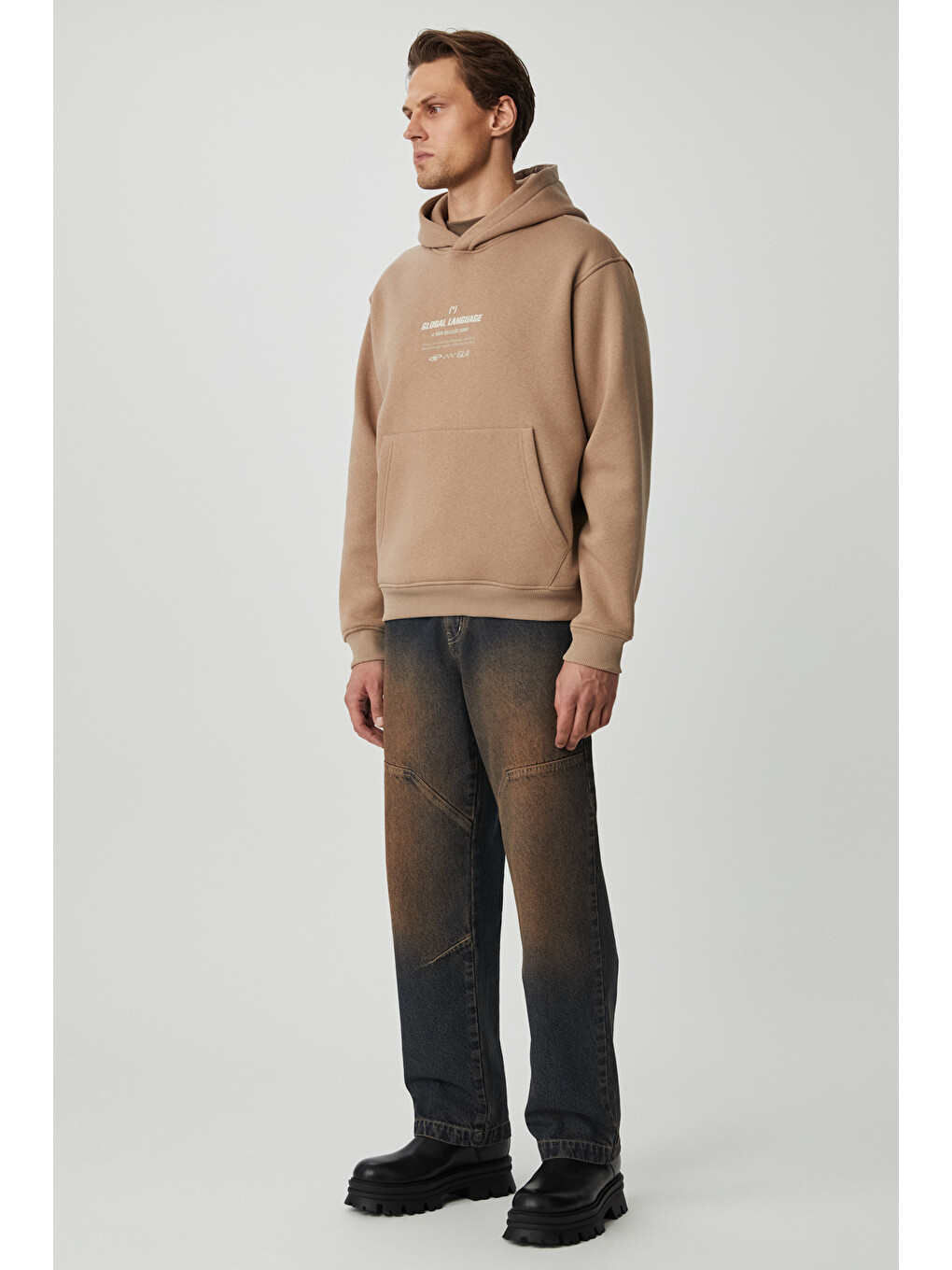 Bej Santıllana Erkek Yumuşacık İçi Polarlı Vizon Sweatshirt-3
