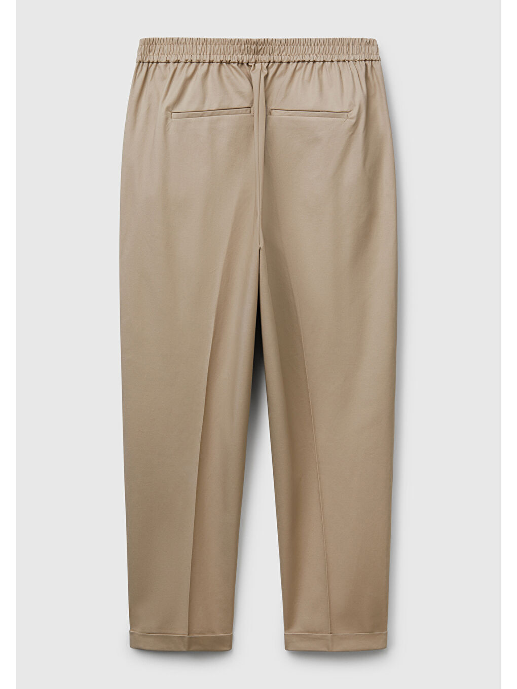 Kadın Bej Streç Pamuklu Arka Beli Lastikli Cepli Pantolon-3
