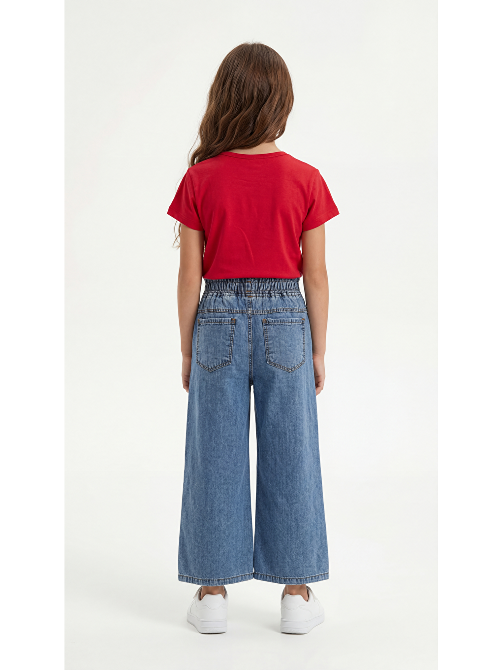 Kırmızı Çiçek Aplikeli Kız Çocuk Tişört-Pantolon Takım-3