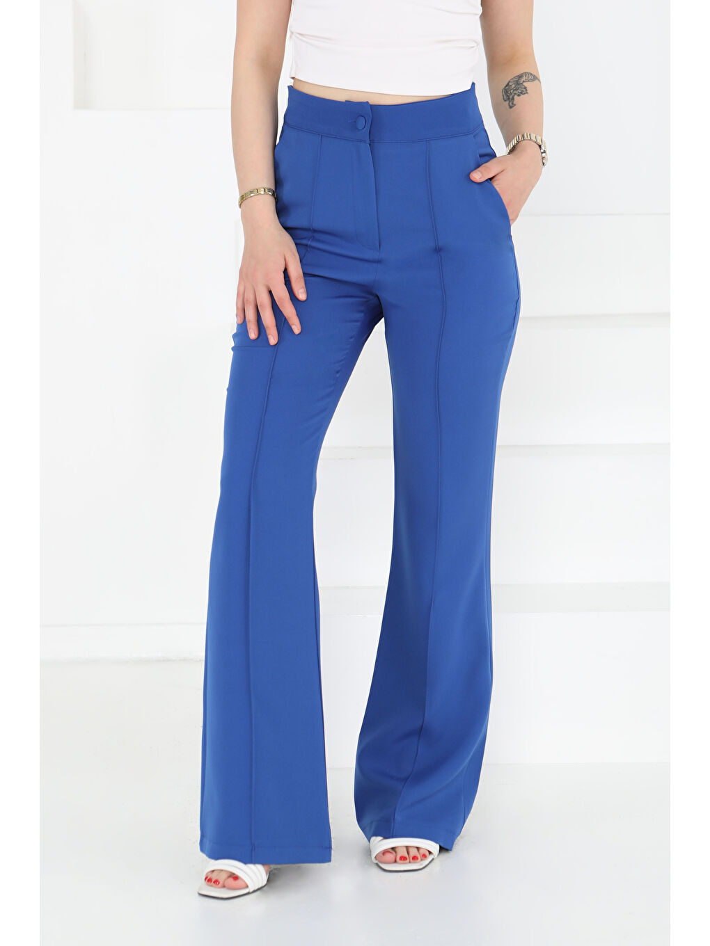 Mavi Çımalı Kumaş Pantolon Saks - 27247-3