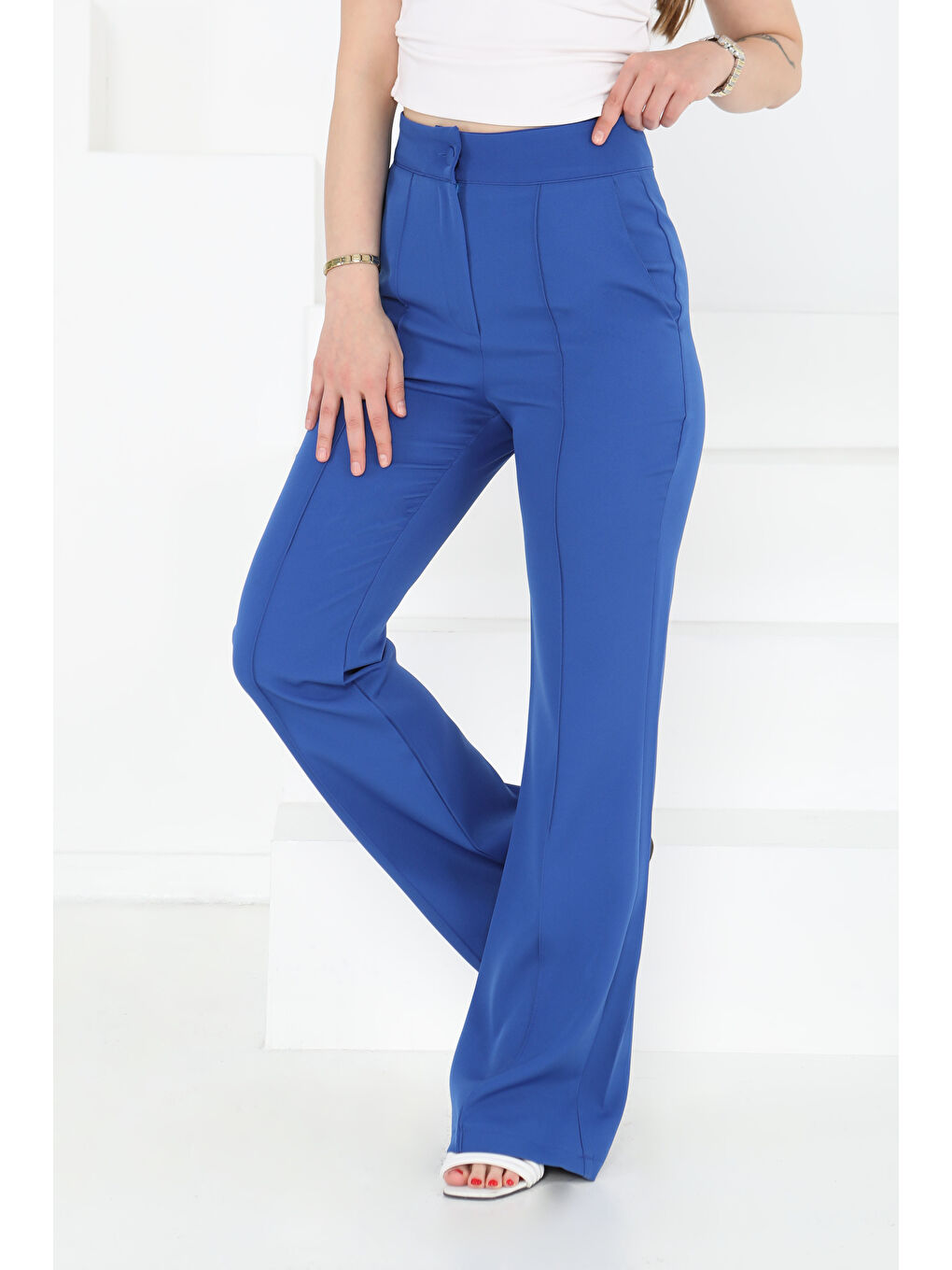 Mavi Çımalı Kumaş Pantolon Saks - 27247-4