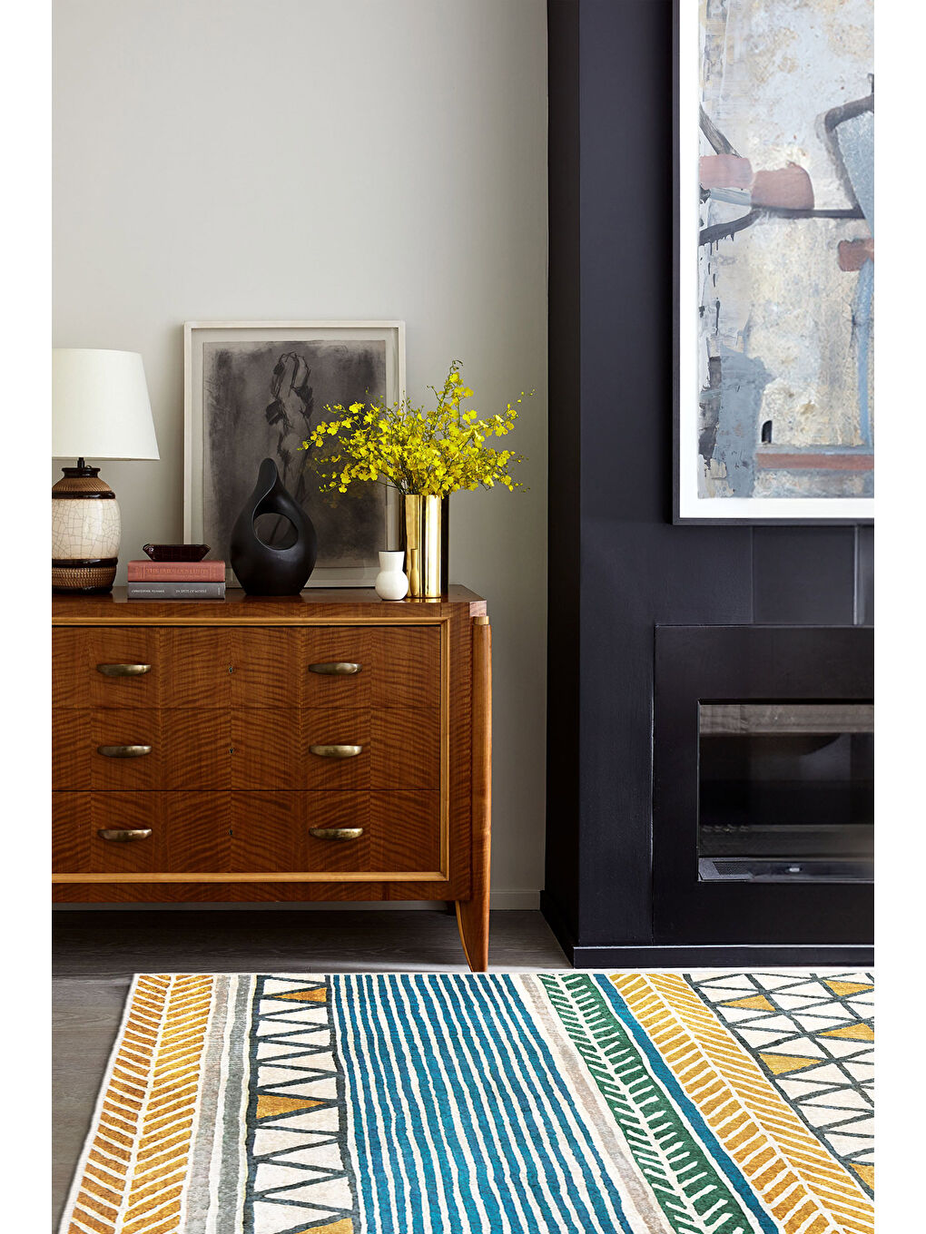 Turuncu Dekoratif Özel Tasarım Yıkanabilir İnce Kaymaz Tabanlı Modern Halı KECE FR36-1