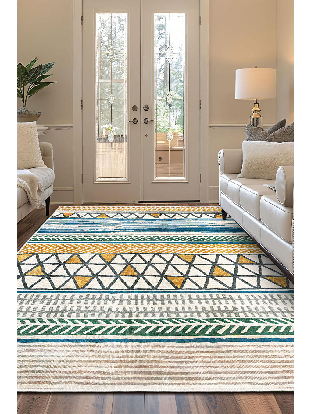 Turuncu Dekoratif Özel Tasarım Yıkanabilir İnce Kaymaz Tabanlı Modern Halı KECE FR36-2