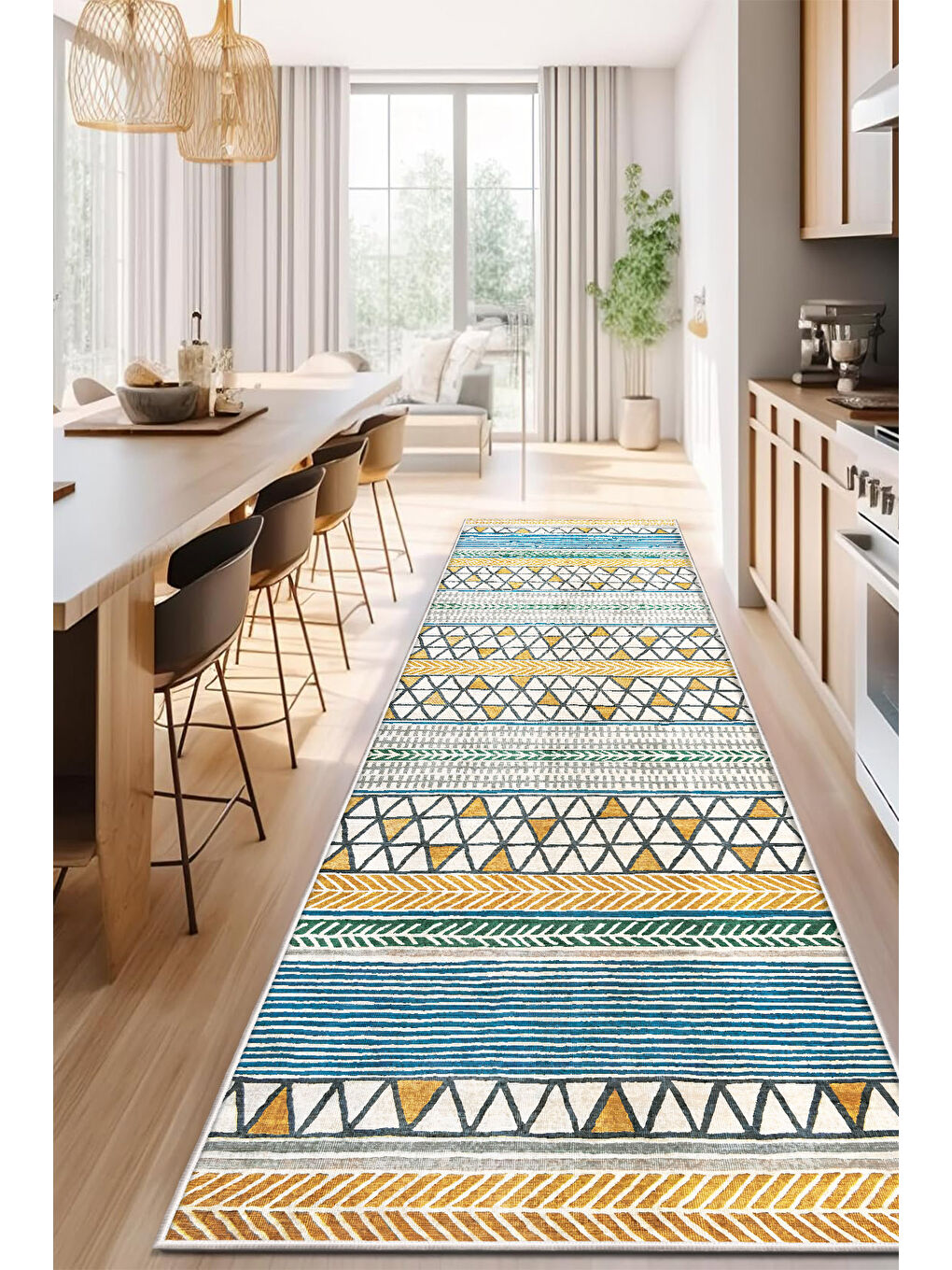 Turuncu Dekoratif Özel Tasarım Yıkanabilir İnce Kaymaz Tabanlı Modern Halı KECE FR36-4