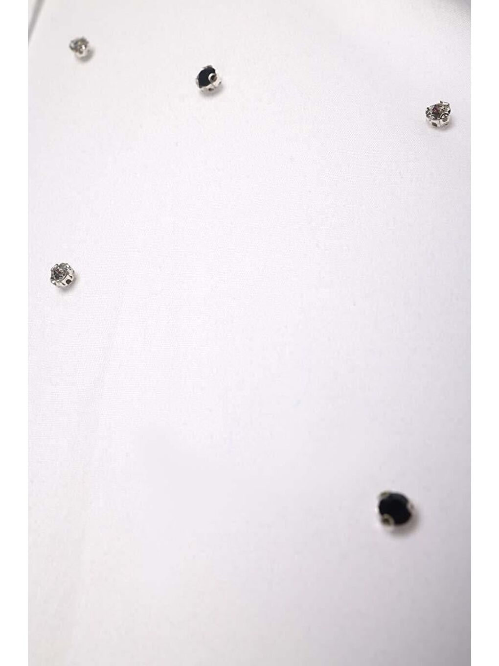Beyaz-Pamuklu Taş Detaylı Gömlek Tunik-6