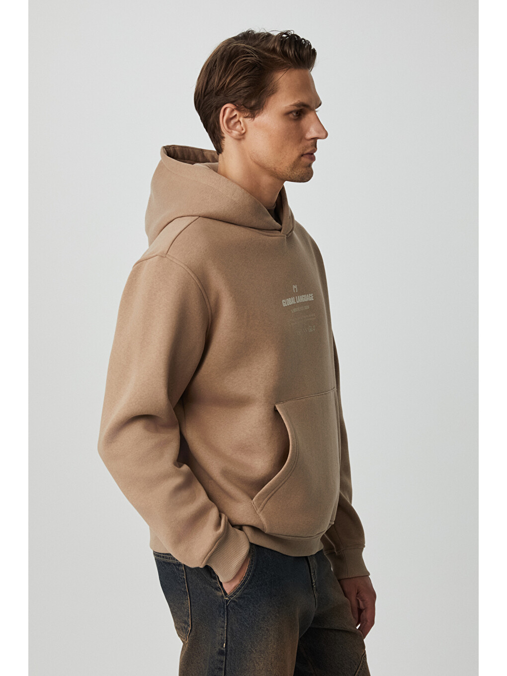 Bej Santıllana Erkek Yumuşacık İçi Polarlı Vizon Sweatshirt-4