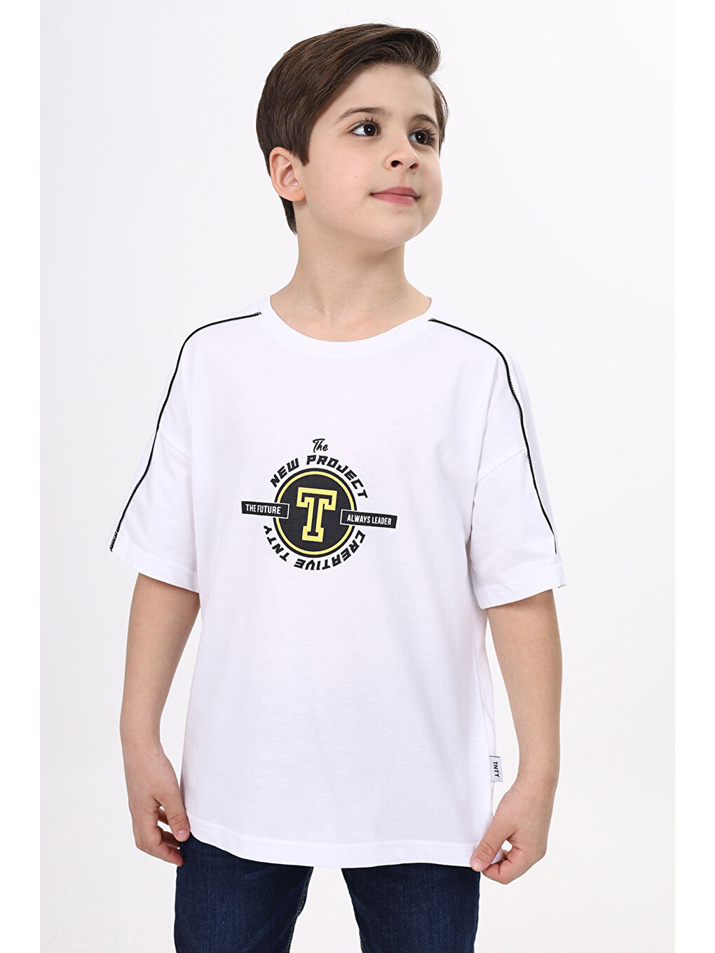 Beyaz Erkek Çocuk Baskılı Tişört