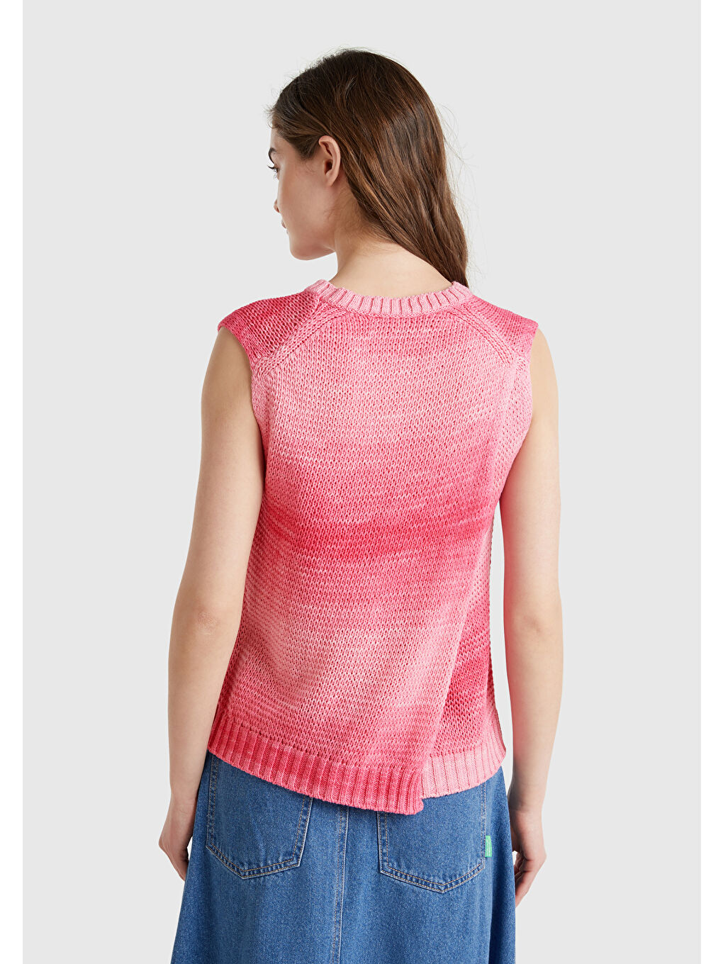 Kadın Pembe Mix %100 Pamuk Gölge Efektli Ribanalı Relax Fit Süveter-2