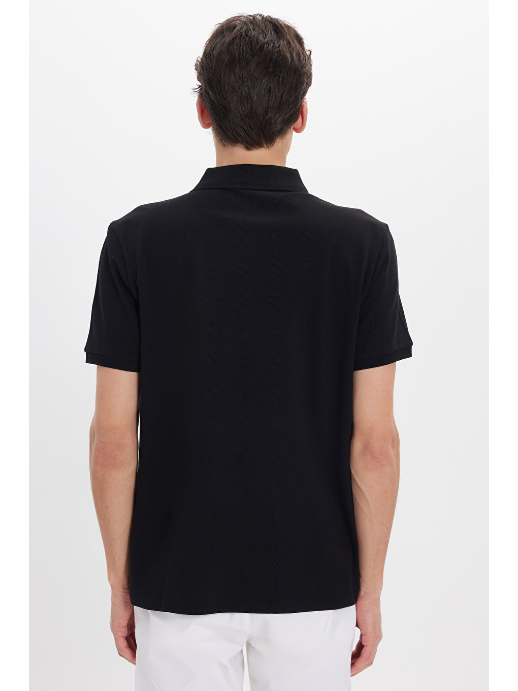 Erkek Regular Fit Klasik Kesim %100 Pamuk Düz Pike Siyah Polo Yaka Tişört-5