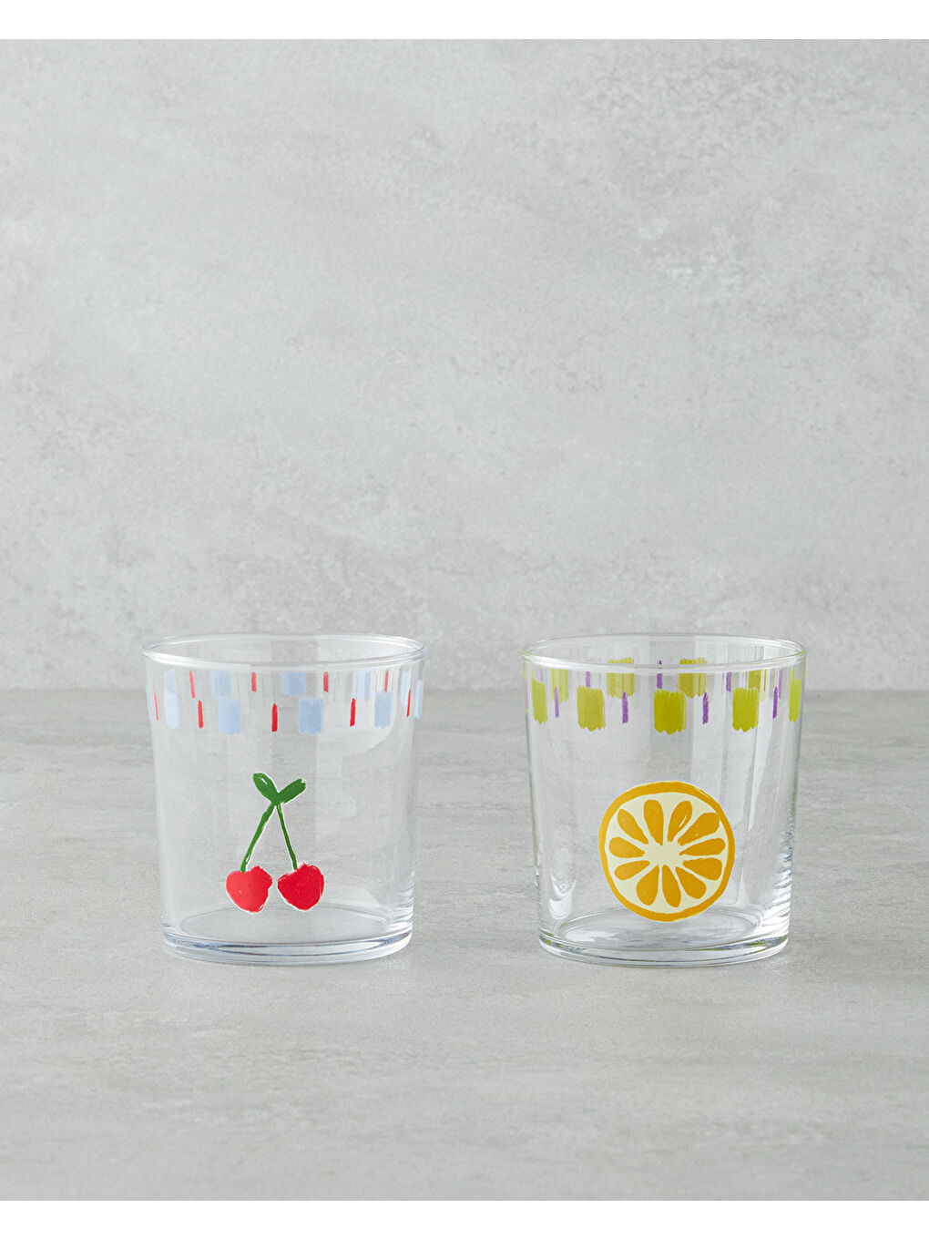 Beyaz Fruit Cam 2'li Bardak 380 ml Renkli