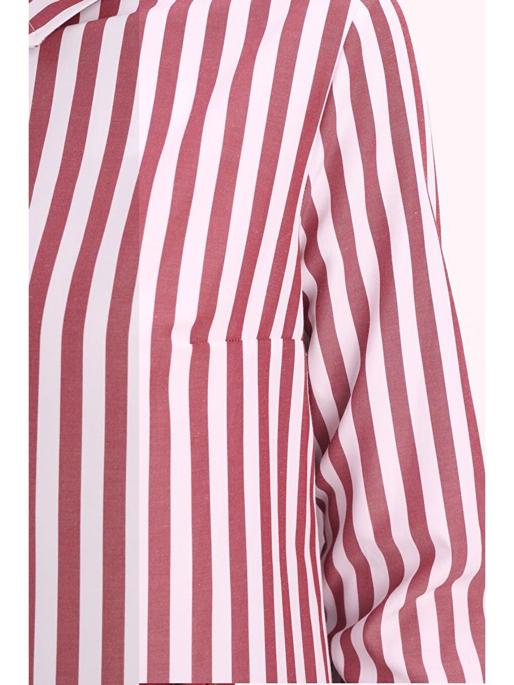 Bordo-Beyaz-Gizli Patlı Gömlek Tunik-4