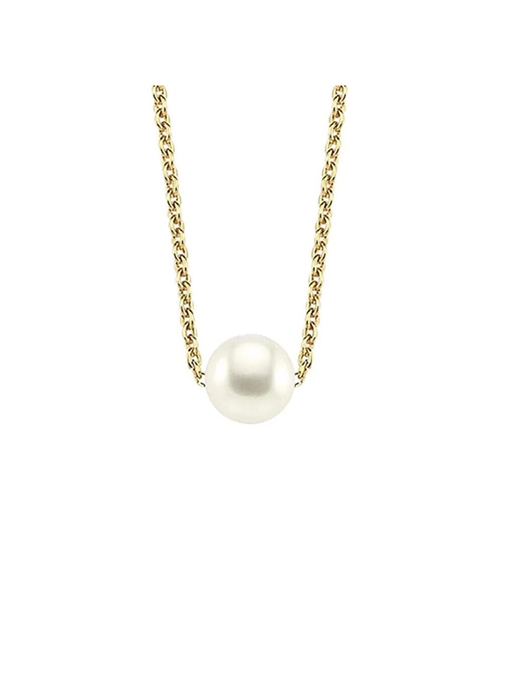 Sarı Gold Minimal Tek İnci Kolye
