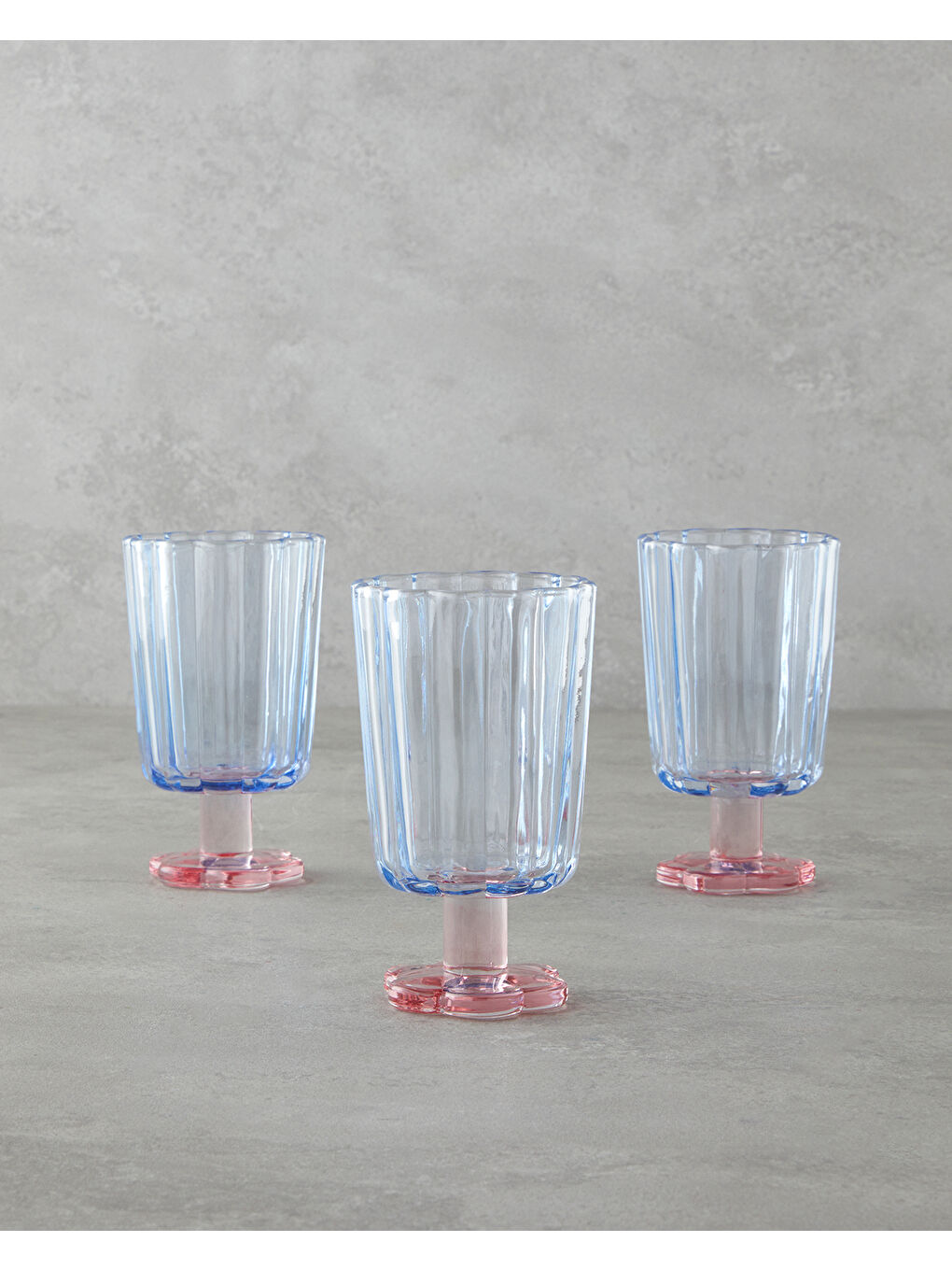 Springtime Cam 3'lü Bardak 280 ml Mavi - Pudra