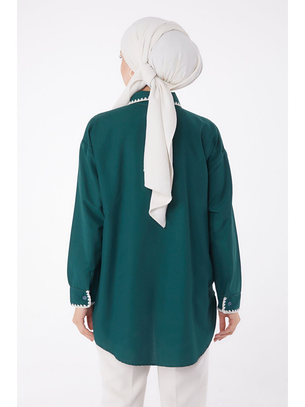 Yeşil Nakışlı Gömlek Zümrüt - 13253-3