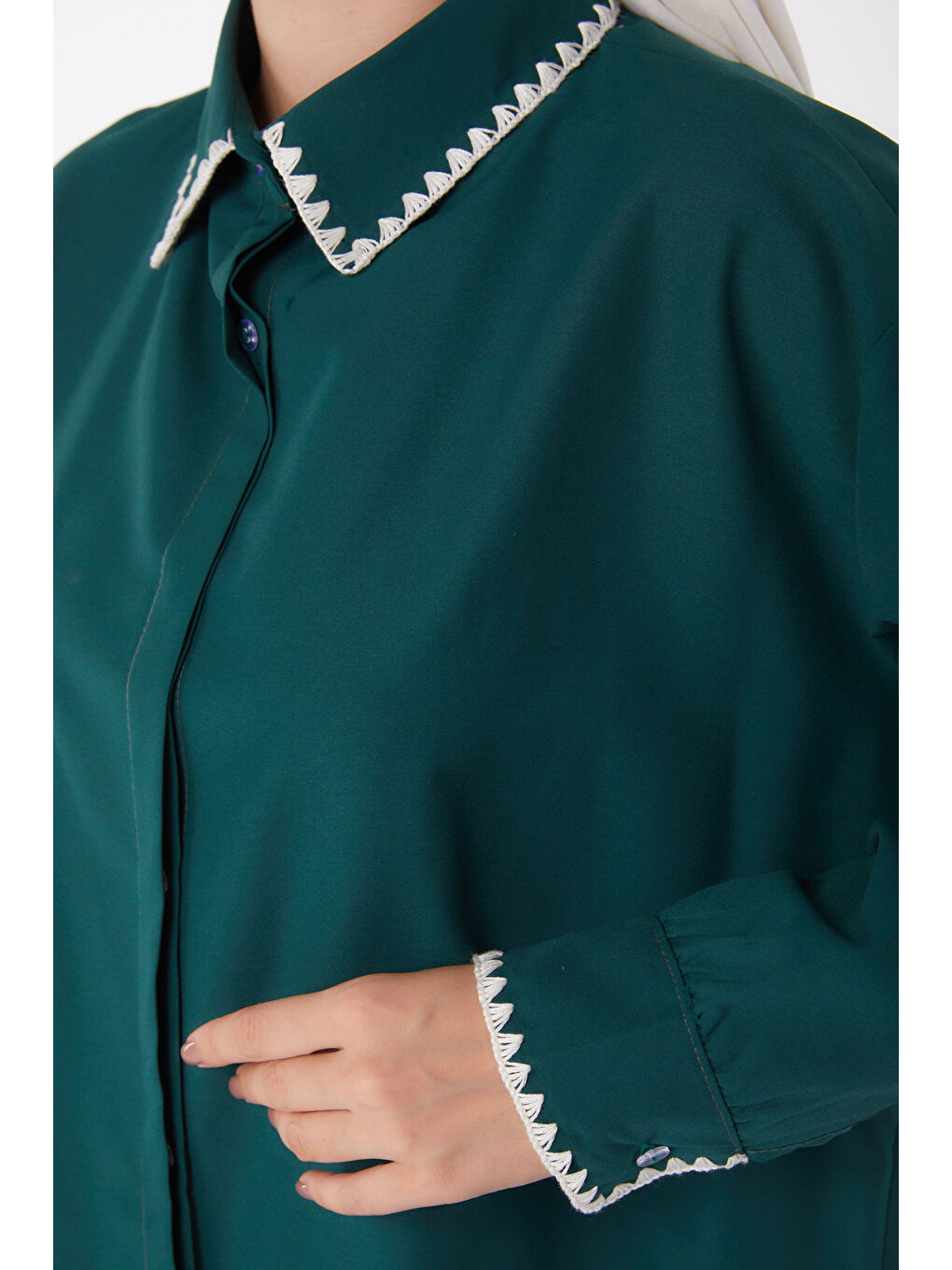 Yeşil Nakışlı Gömlek Zümrüt - 13253-4