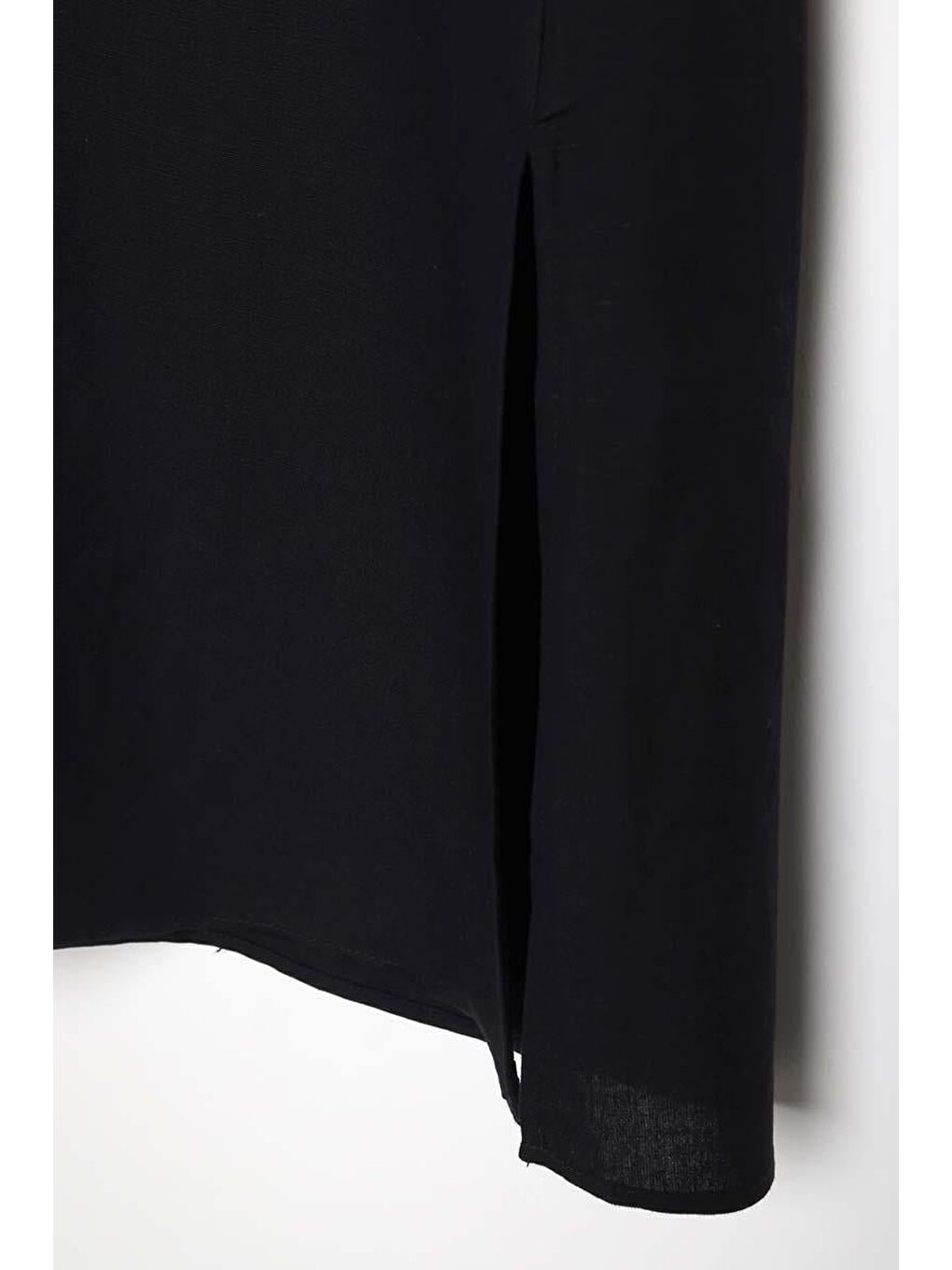 Siyah-Yırtmaçlı Keten Gömlek Tunik-4