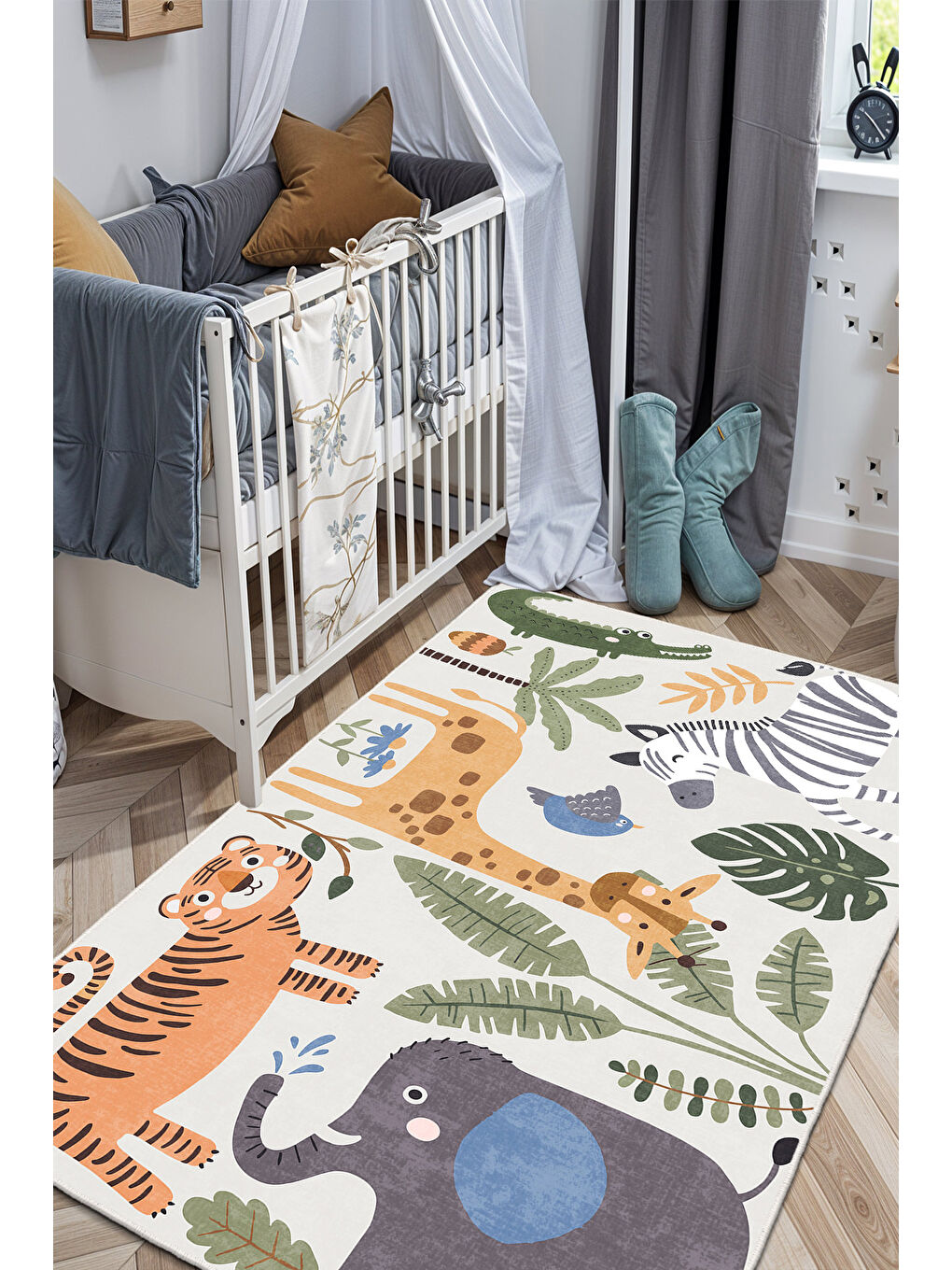 Bej Dekoratif Özel Tasarım Yıkanabilir İnce Kaymaz Tabanlı Modern Halı KECE FR32-4