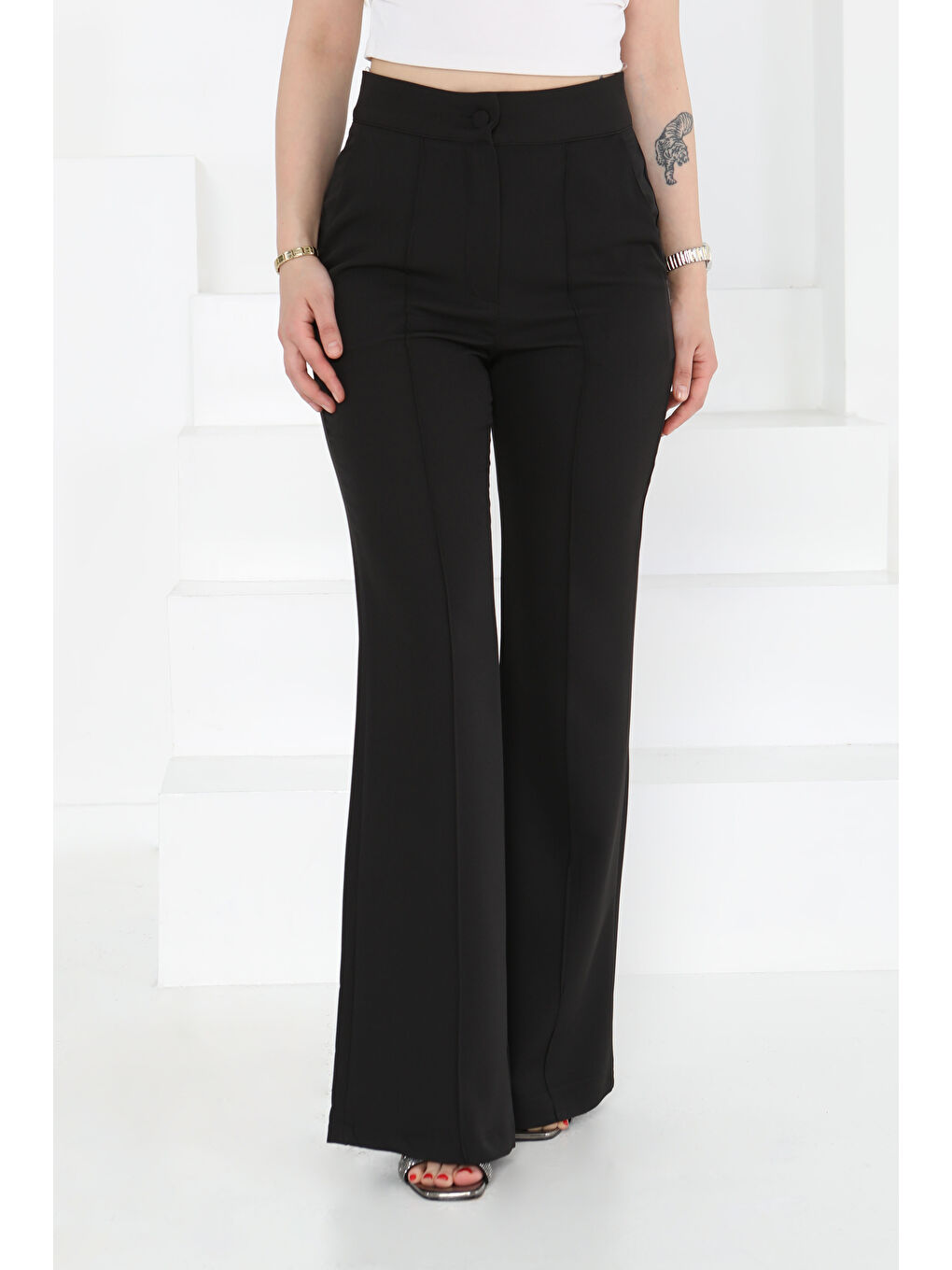 Çımalı Kumaş Pantolon Siyah - 27247-1