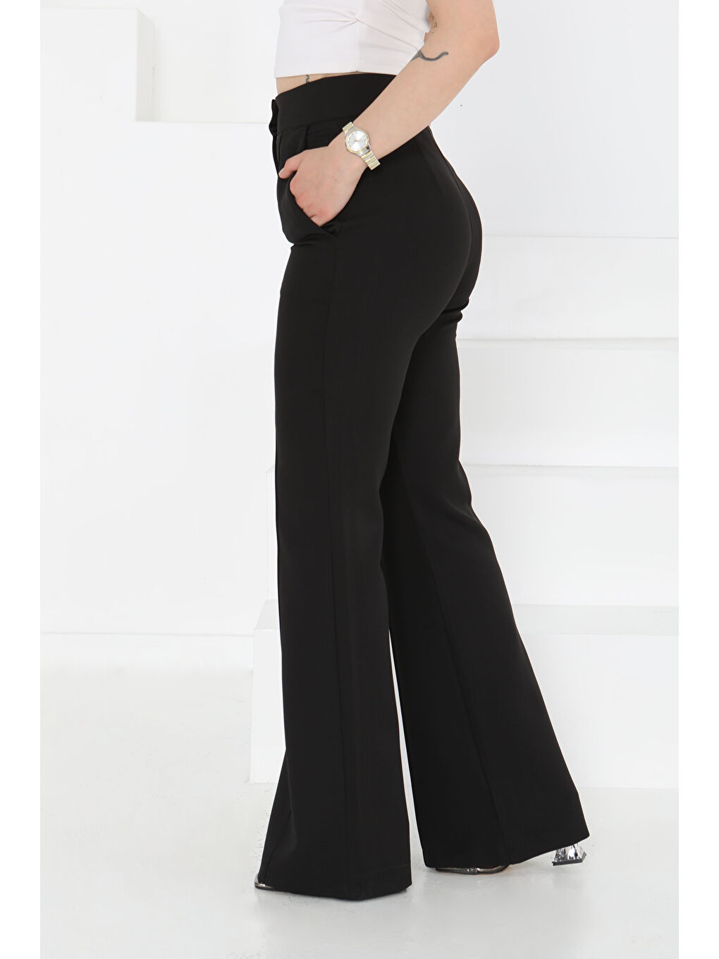 Çımalı Kumaş Pantolon Siyah - 27247-3