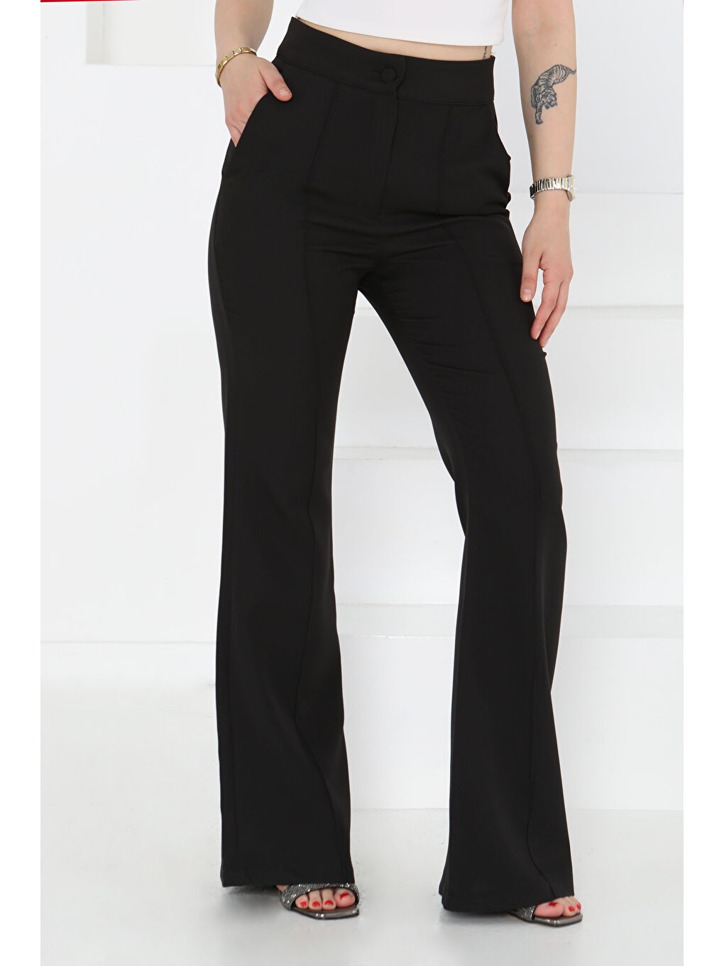 Çımalı Kumaş Pantolon Siyah - 27247-4