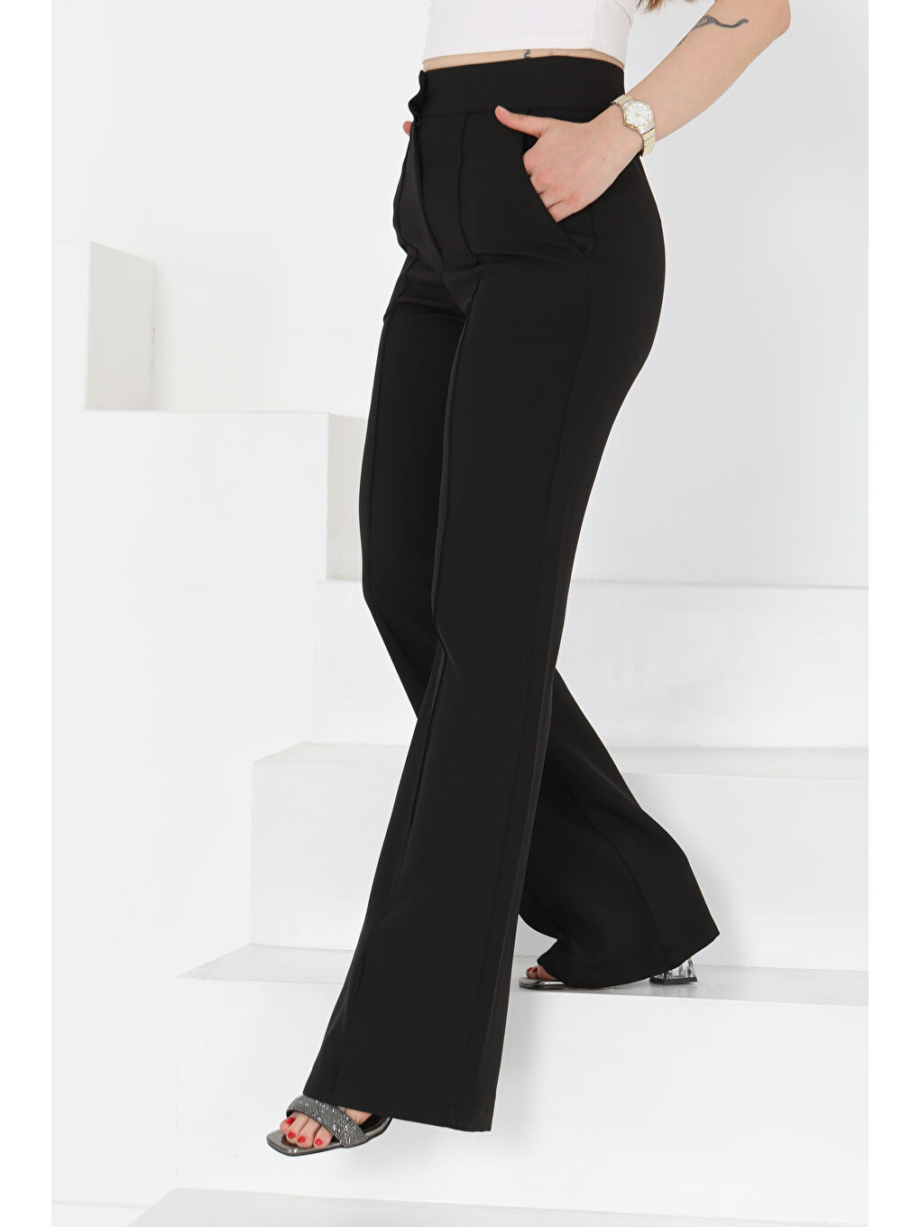 Çımalı Kumaş Pantolon Siyah - 27247-5