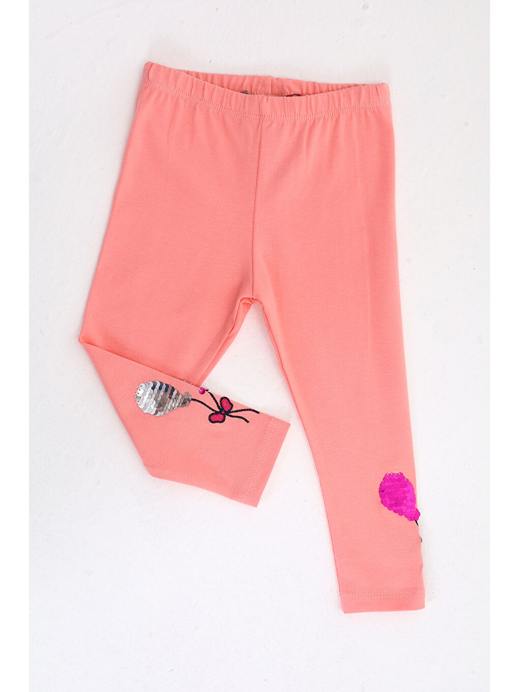 Pembe Kız Çocuk Paçası Çevirmeli Pullu Tayt-1