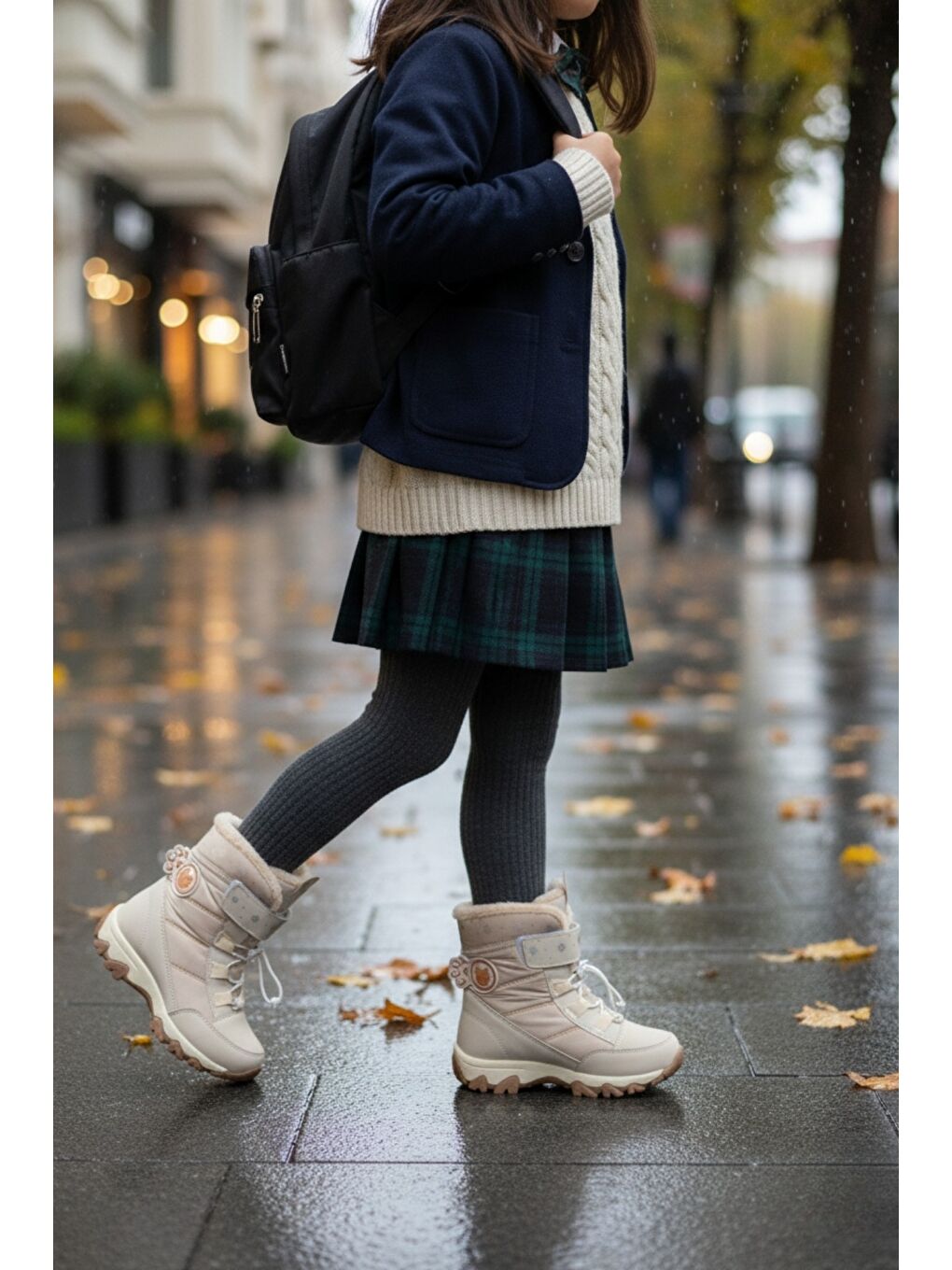 Bej TİGGER İçi Kürklü Bağcıklı ve Cırtlı Kız Çocuk Bot-3