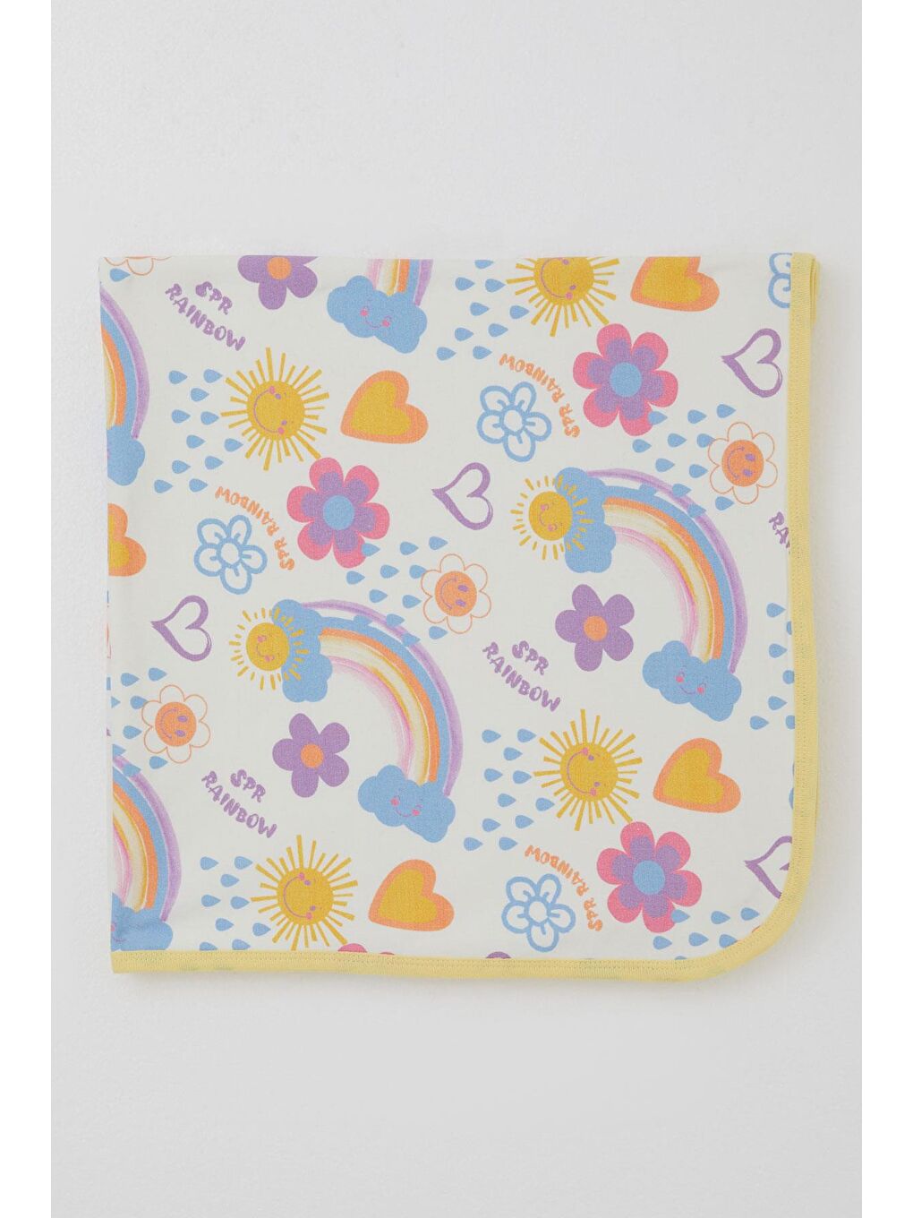 Yenidoğan Bebek Battaniyesi Çiçek Desenli & Güneşli Ekru (79 X 88 Cm)