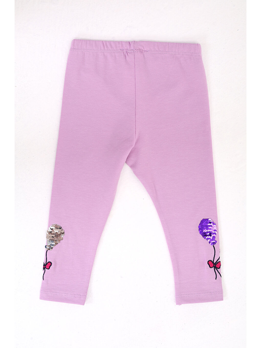 Lila Kız Çocuk Paçası Çevirmeli Pullu Tayt-3