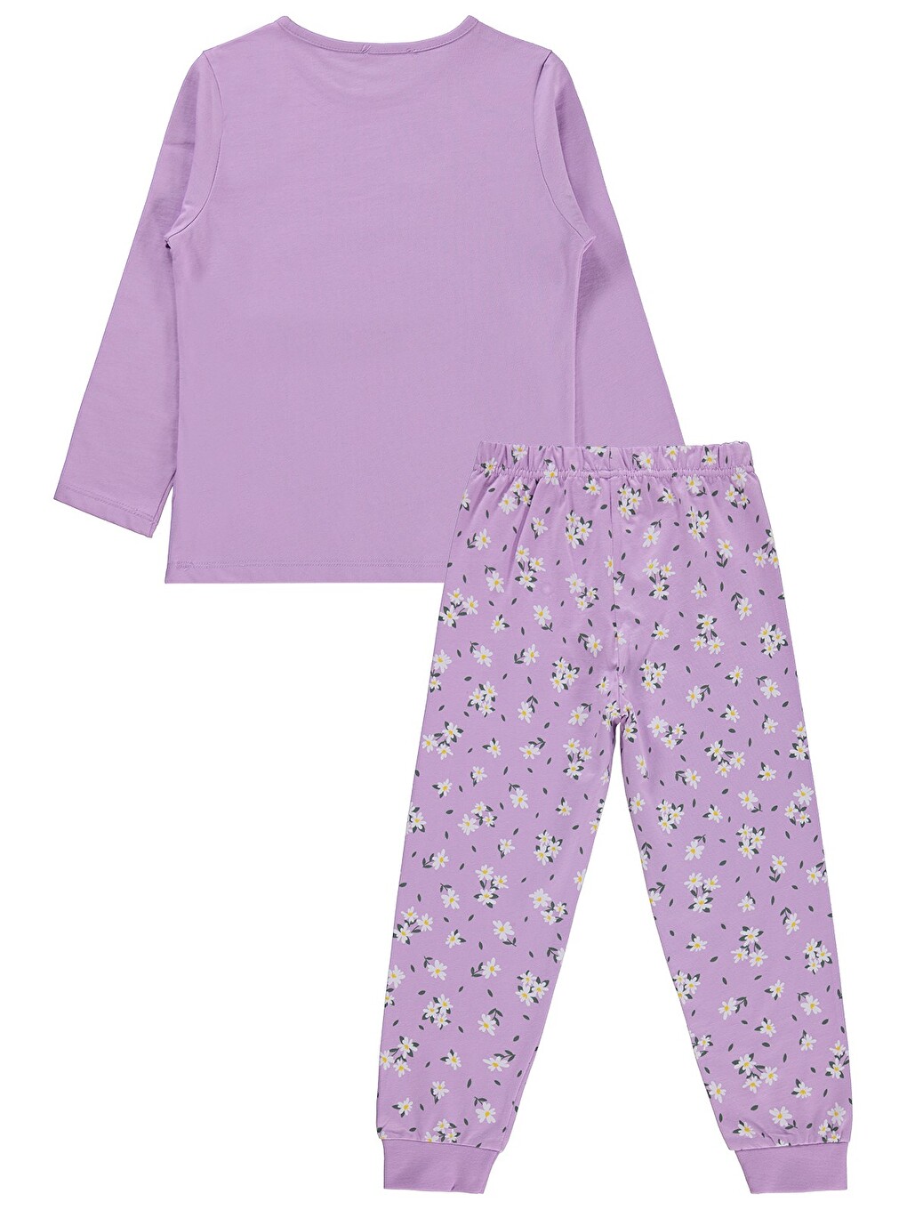 Girls Çiçek Desenli 6-9 Yaş Pijama Takımı - Lila-3