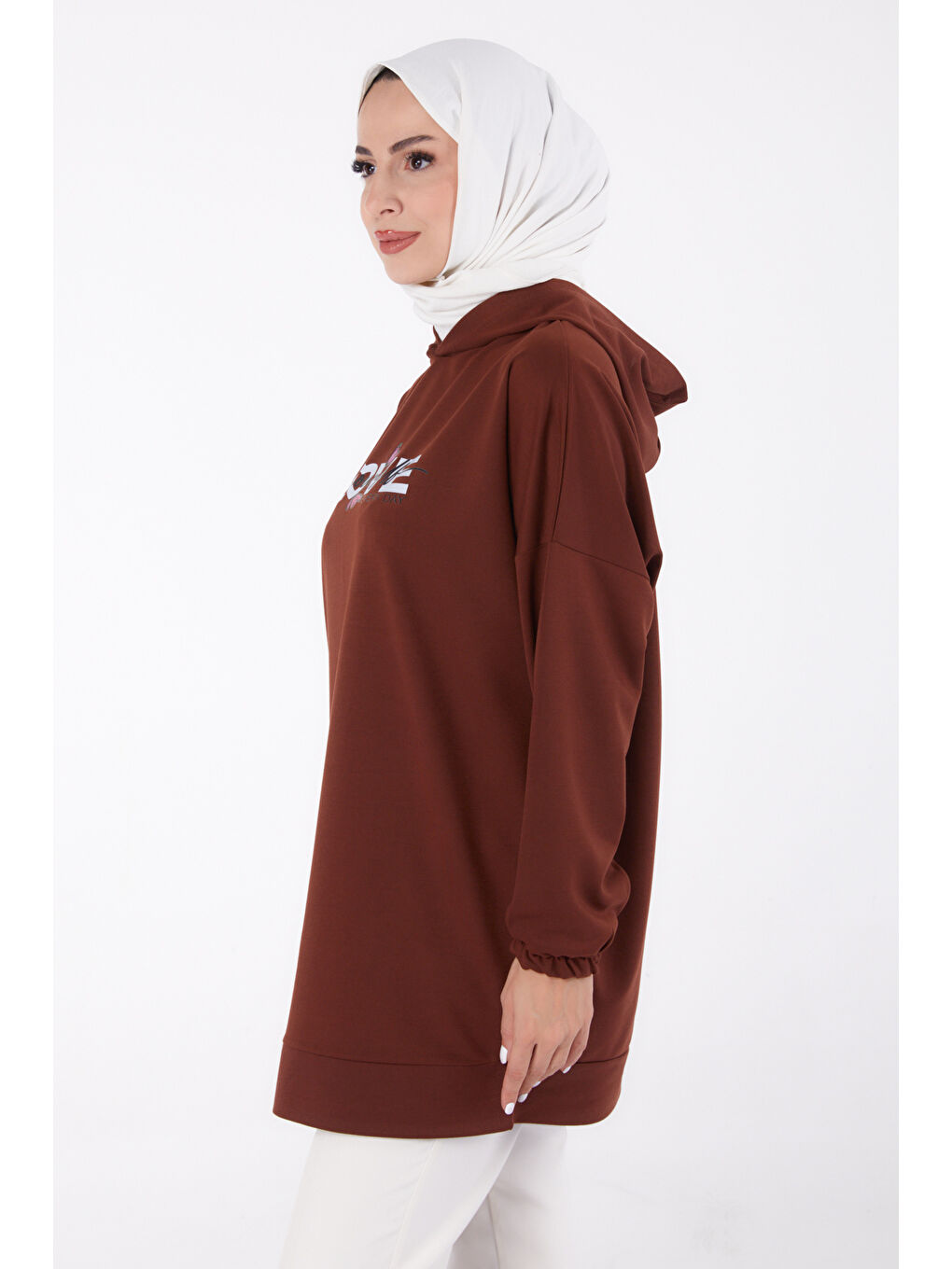 Kahverengi Baskılı Sweatshirt Kahve - 13330-3