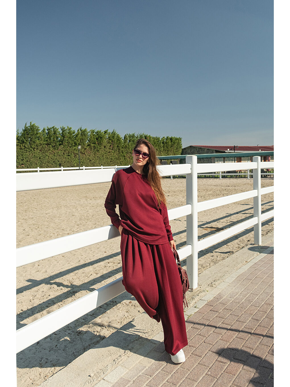 Kadın Yarasa Kol İkili Takım Bordo-1